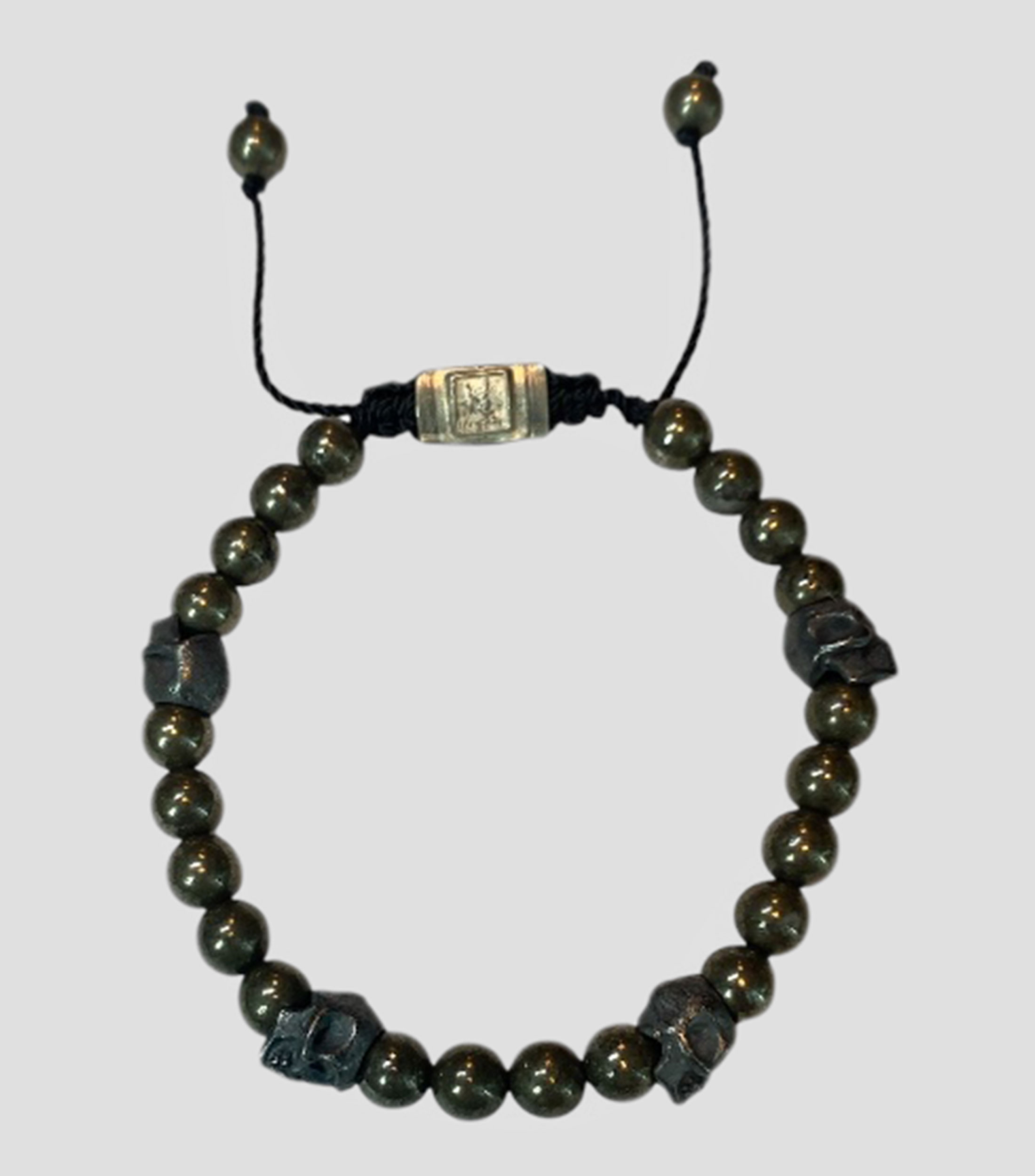 Pulsera con Cuentas de Pirita Hombre
