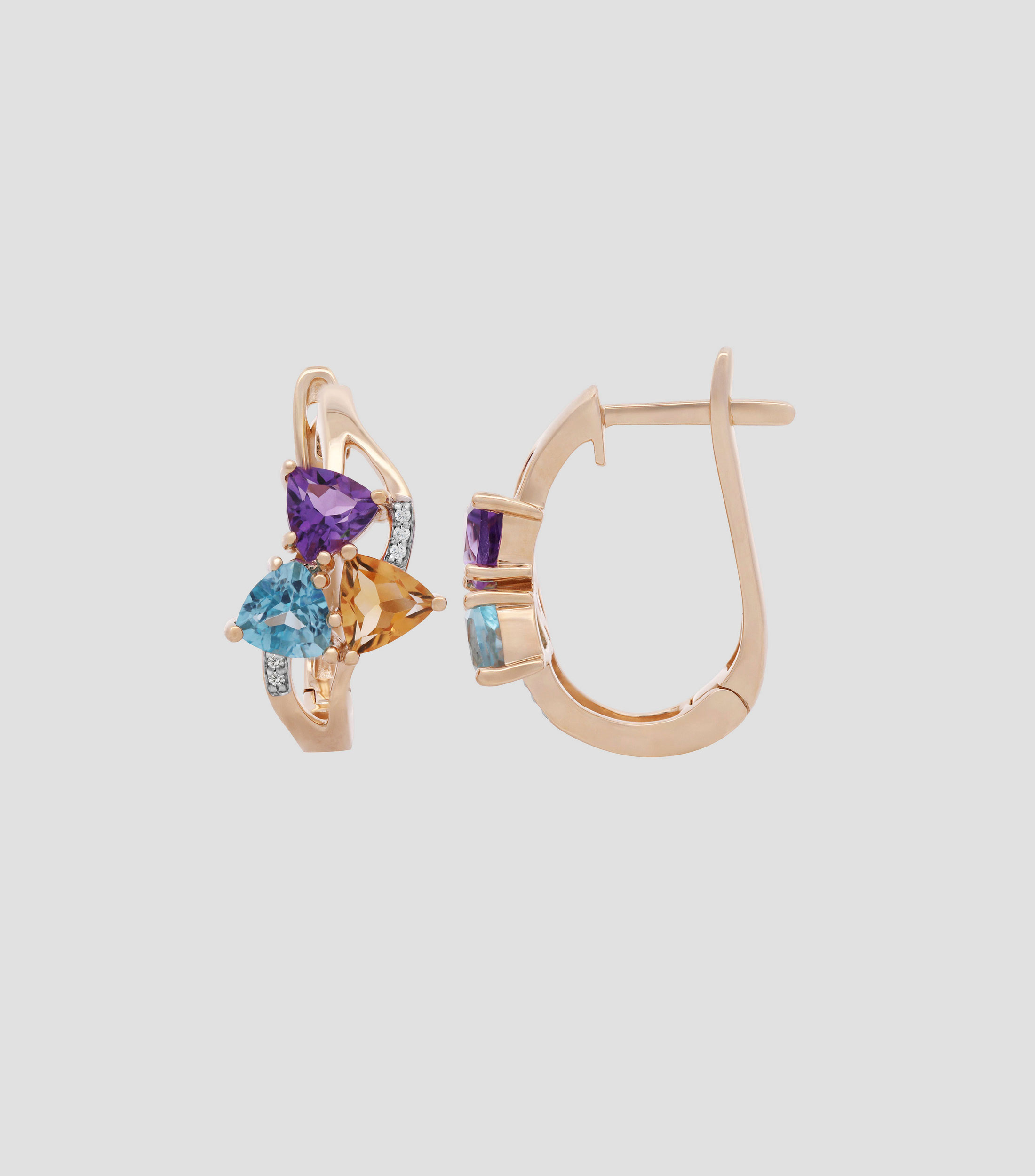 Aretes en oro amarillo 14 Kts con incrustaciones Mujer