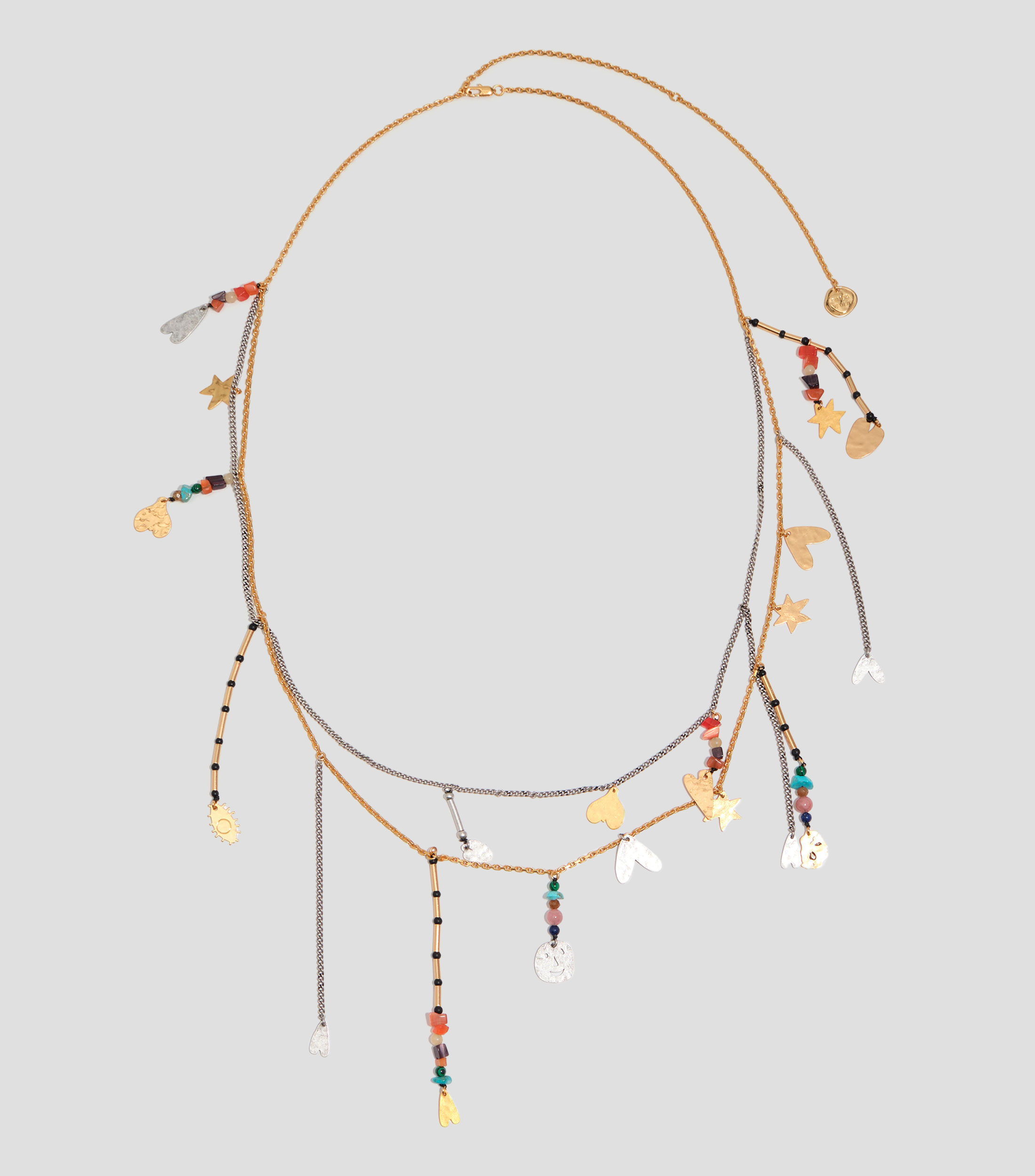 Collar cinturón siluetas metal y piedras multicolor Mujer