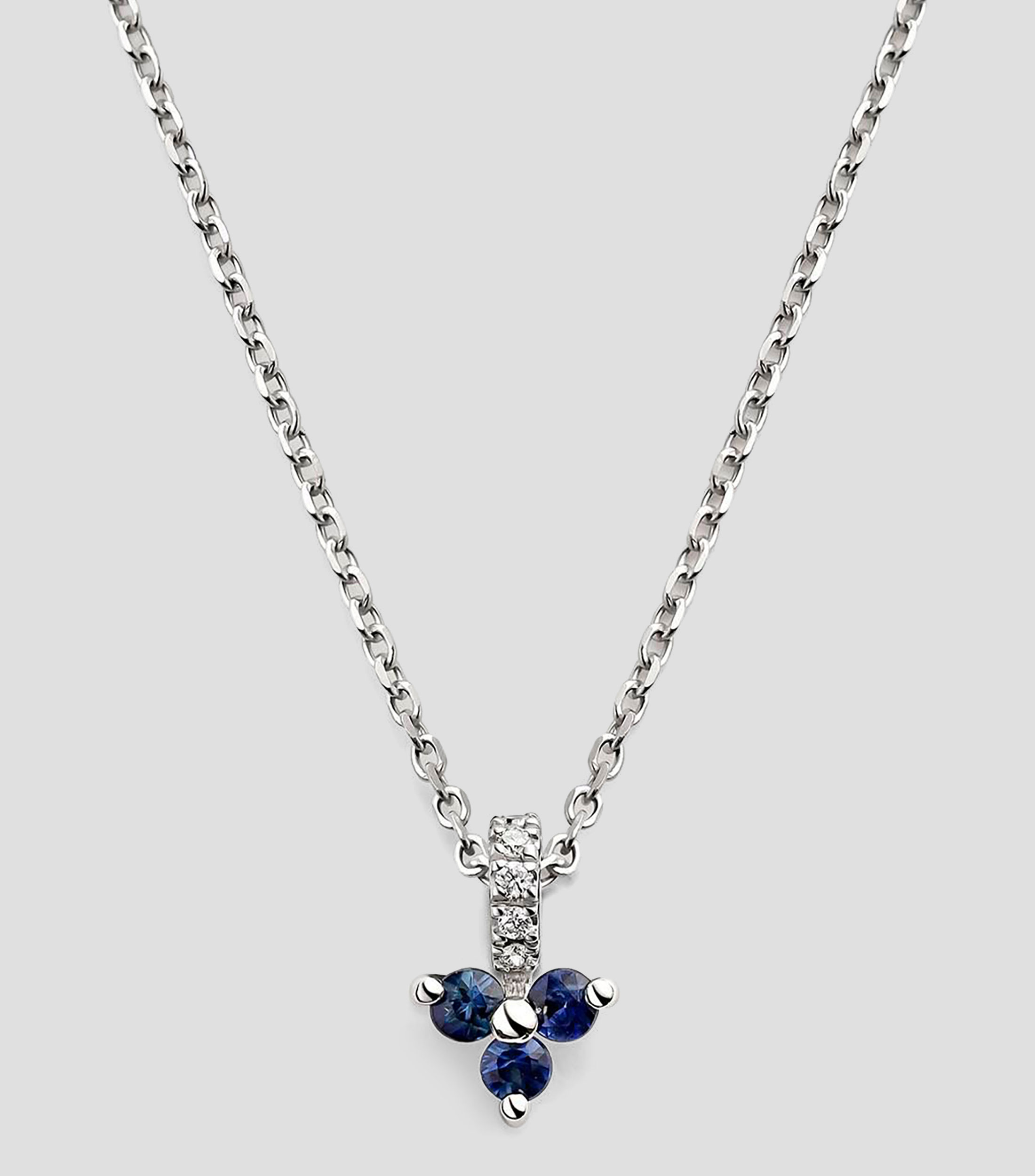 Collar en Oro blanco 9 Kilates con zafiros y diamantes Mujer
