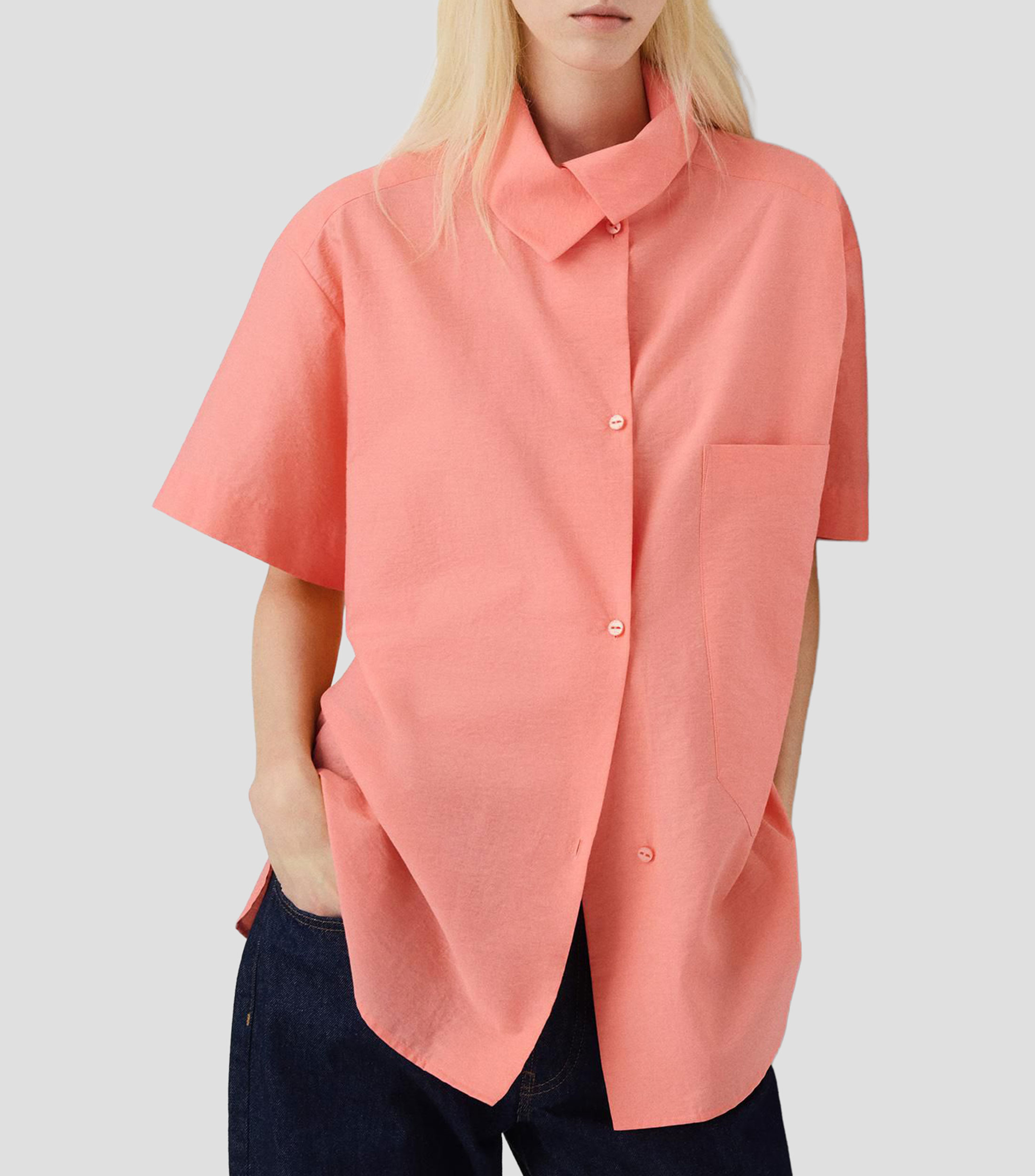 Camisa lisa manga corta Mujer