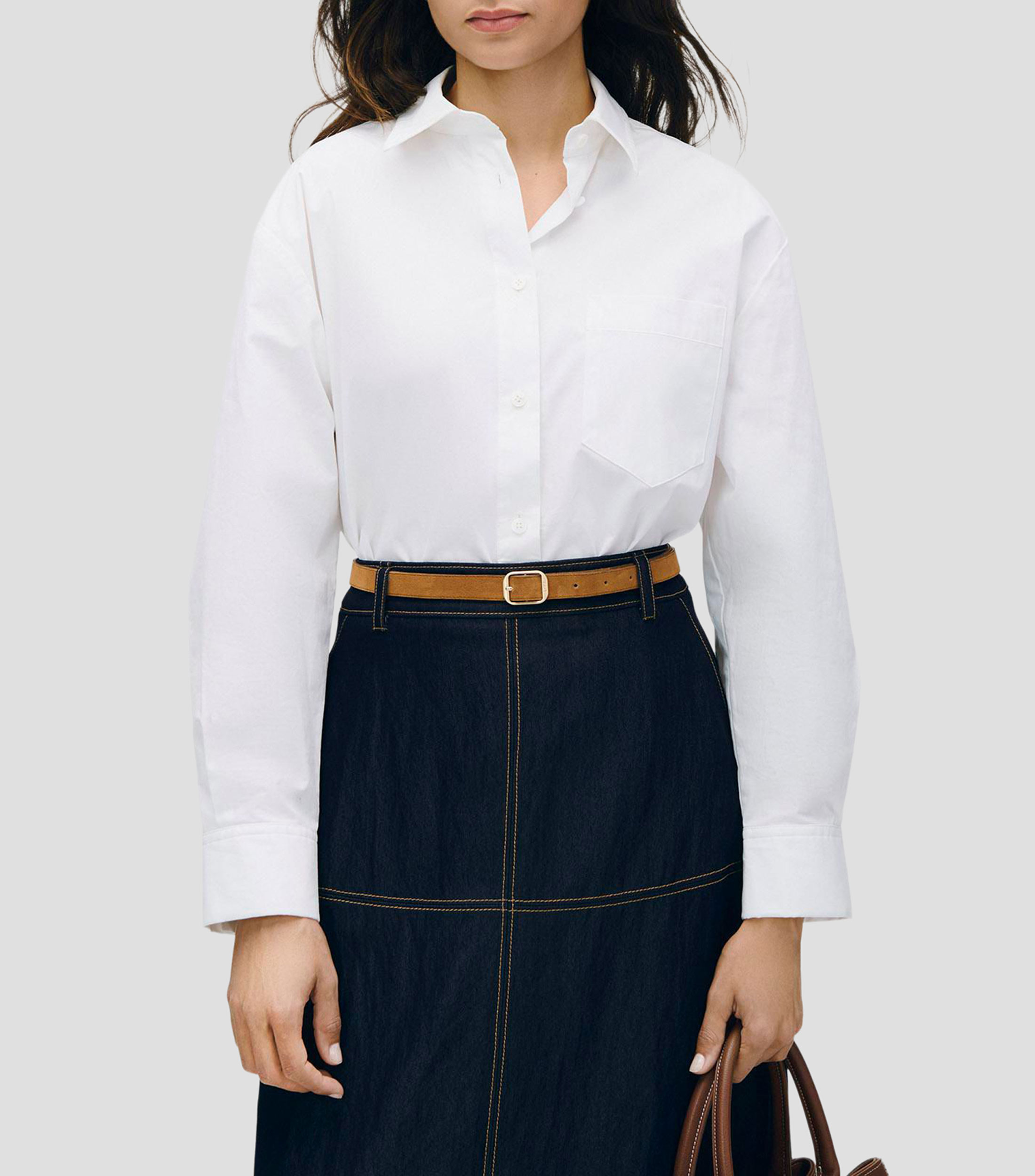 Camisa blanca oversized punta francesa en aletilla Mujer
