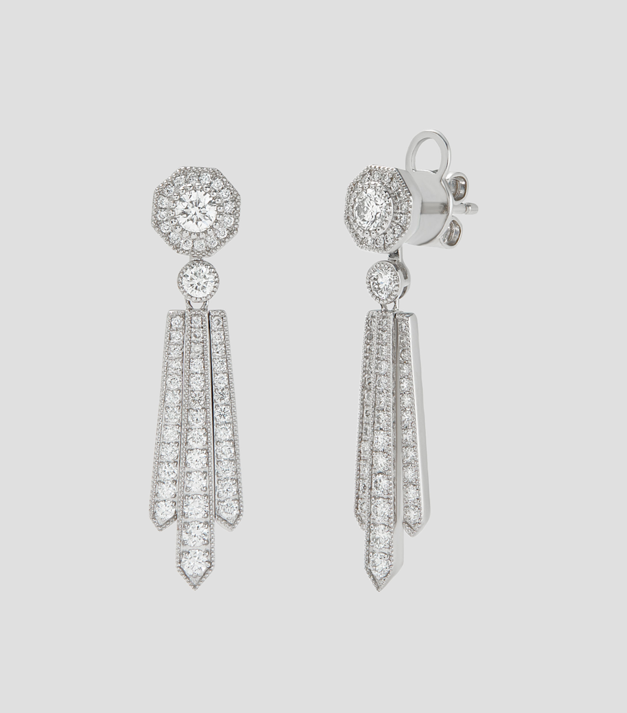 Aretes en oro blanco de 18 kilates con diamantes Grace Mujer