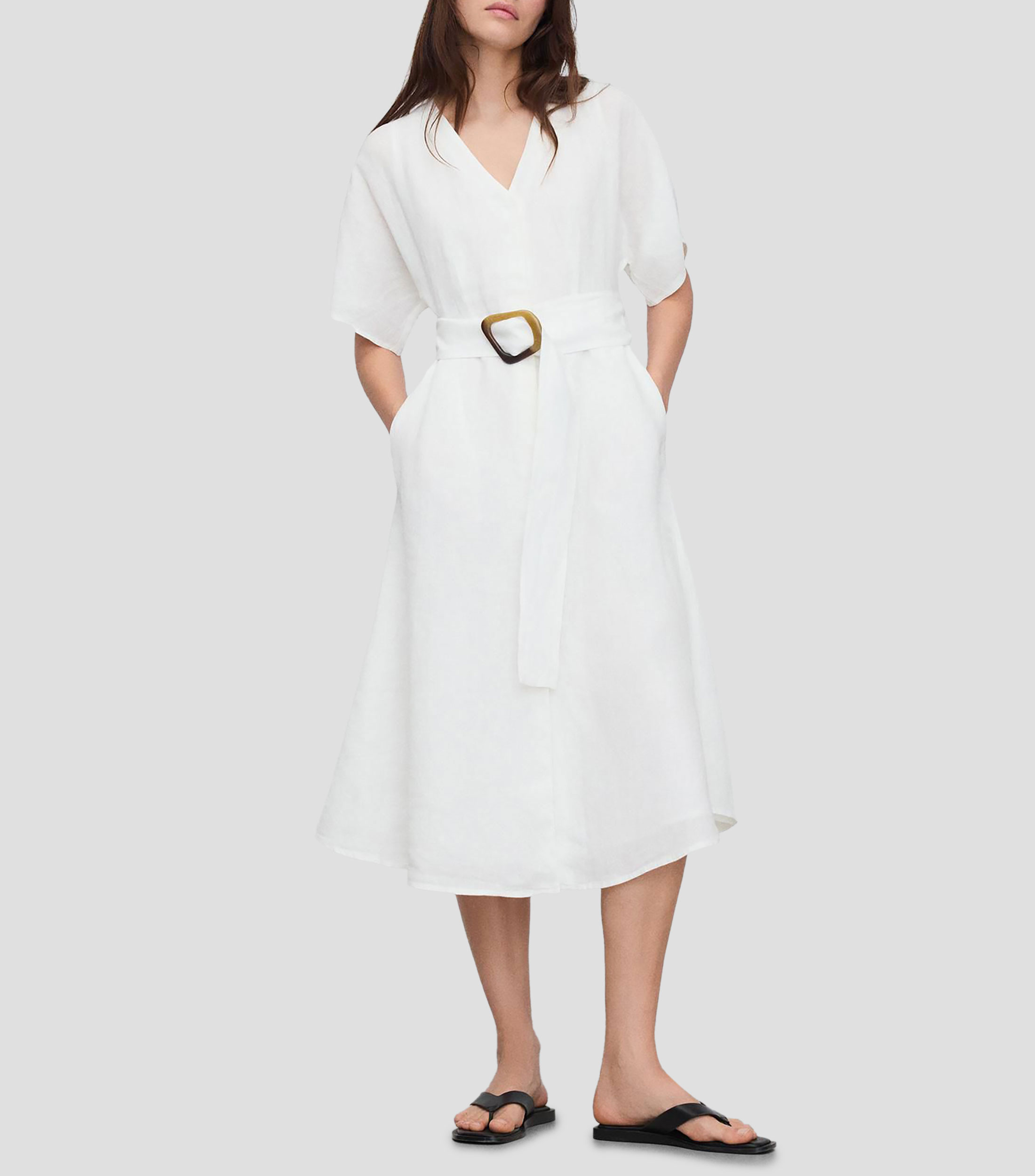 Vestido midi liso Mujer