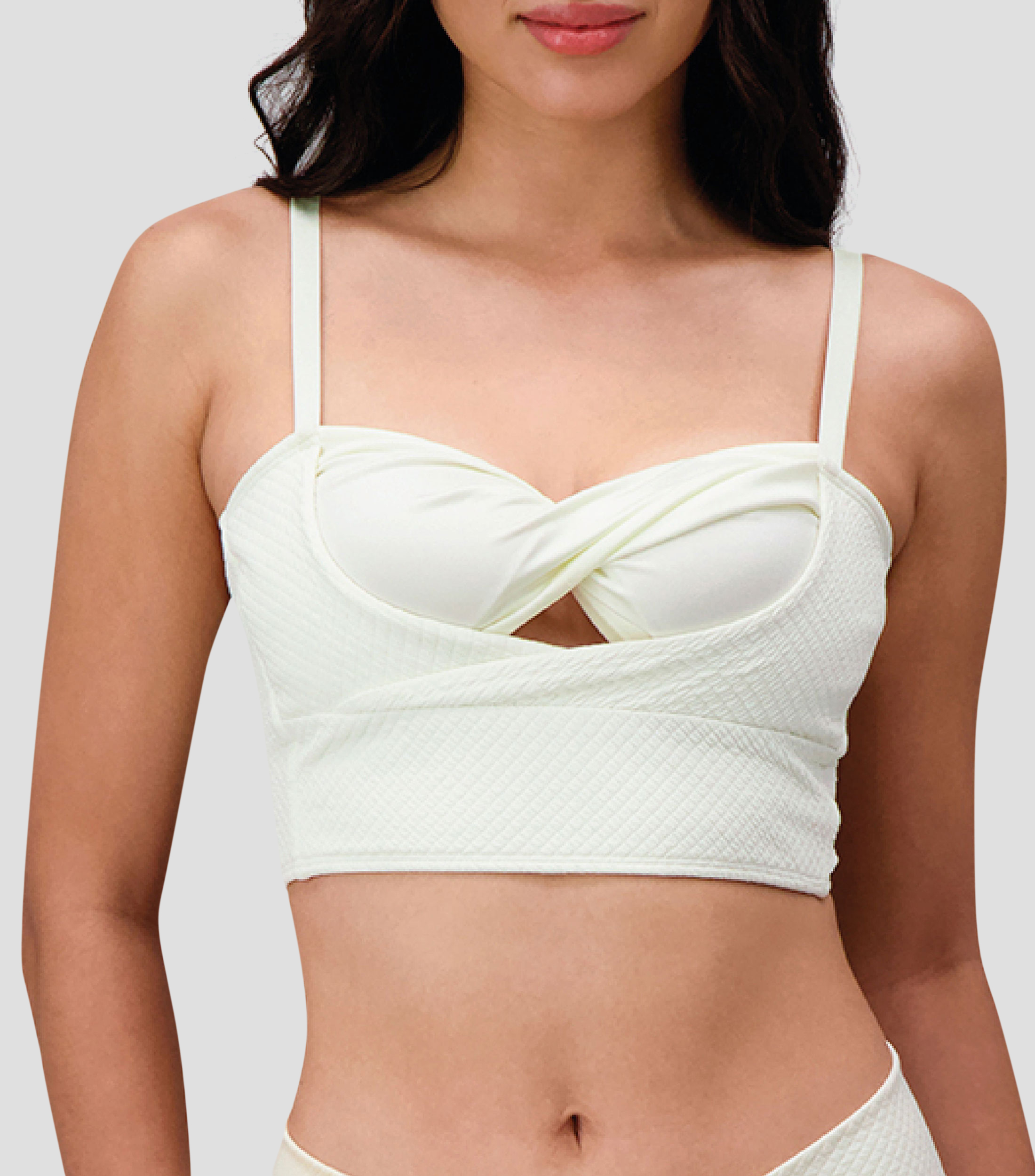 Bikini top liso con textura Mujer