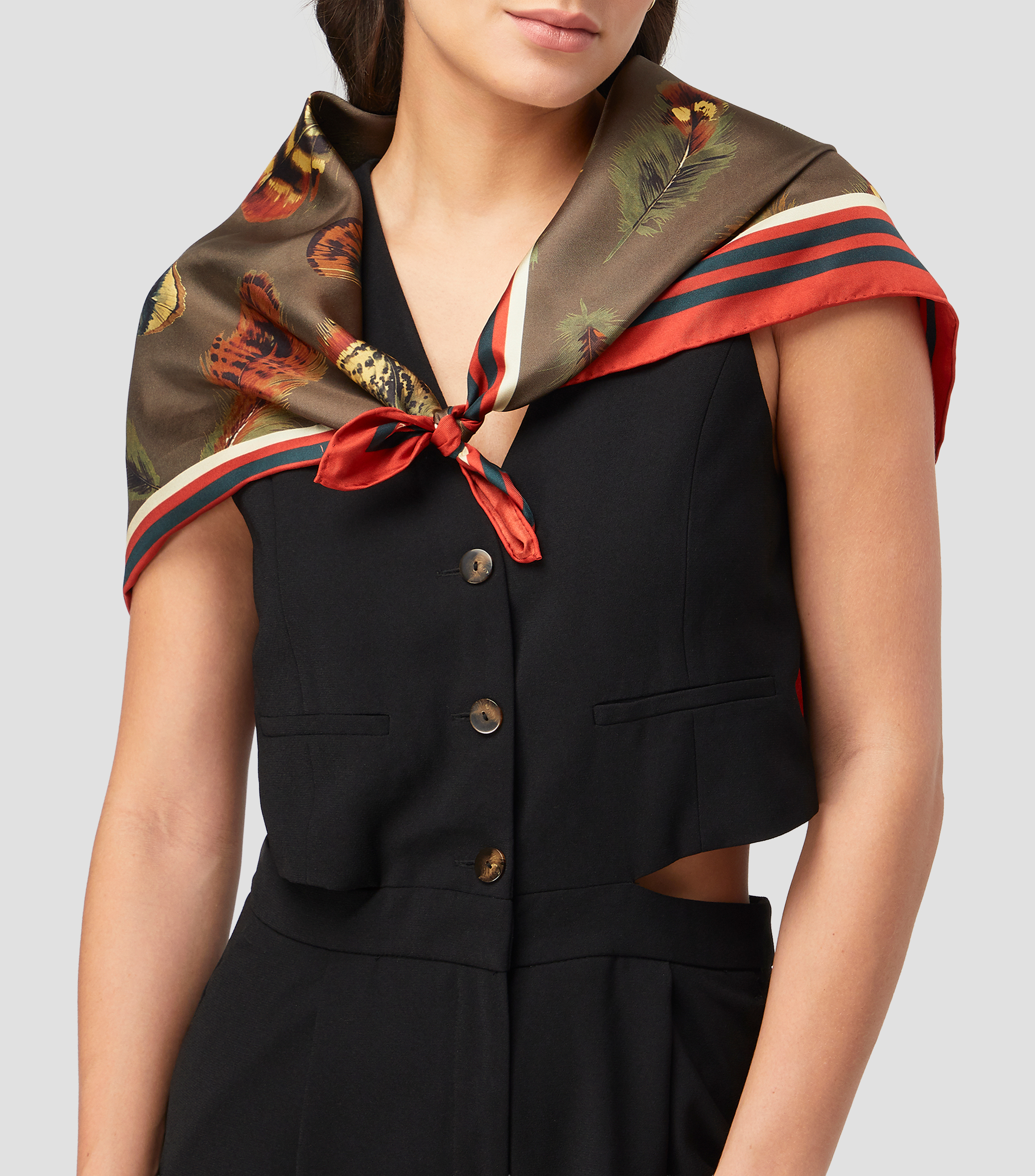 Mascada en seda estampada Mujer