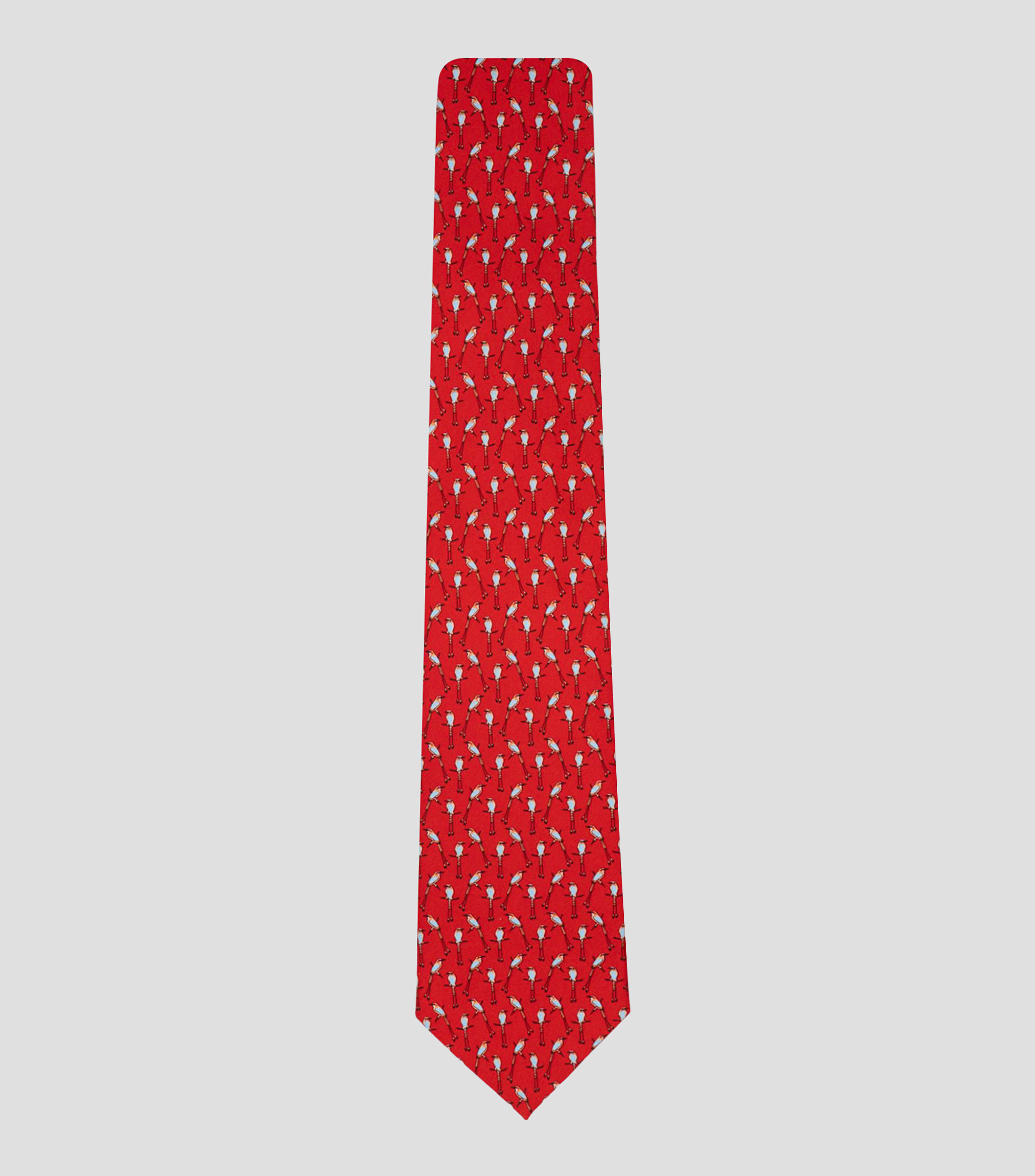 Corbata ancha de seda roja estampada Torogoz