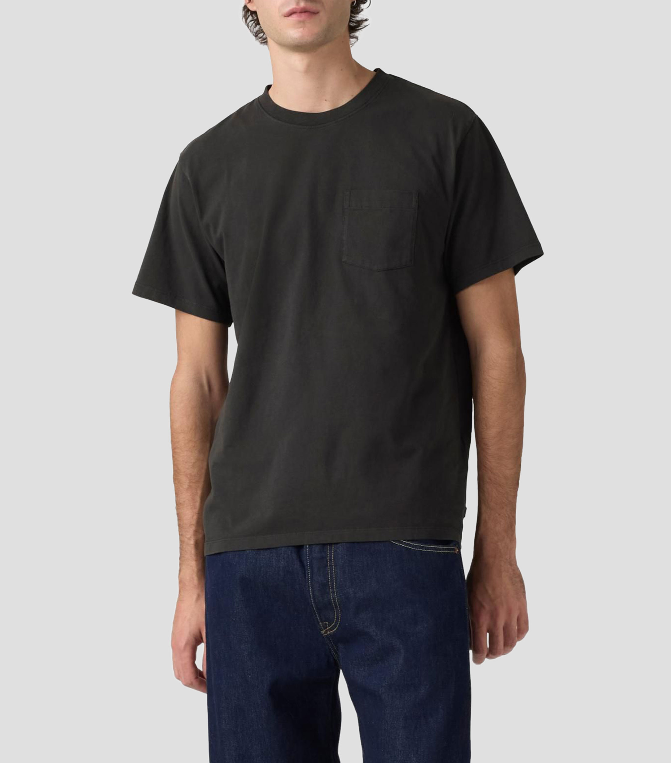 Playera de cuello redondo con manga corta lisa Hombre
