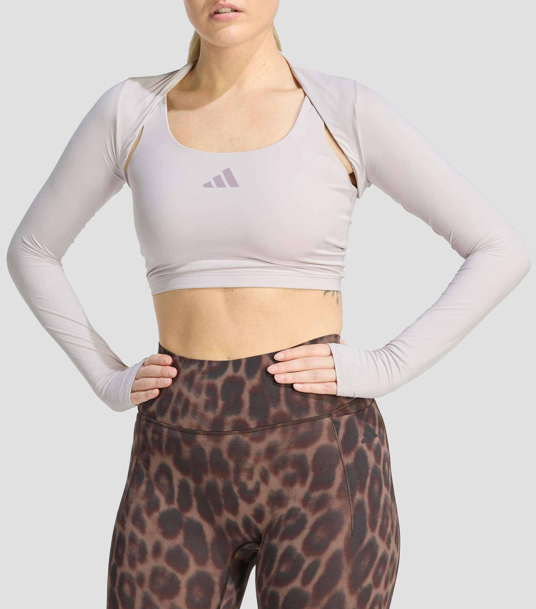Playera de entrenamiento abierta manga larga lisa Mujer