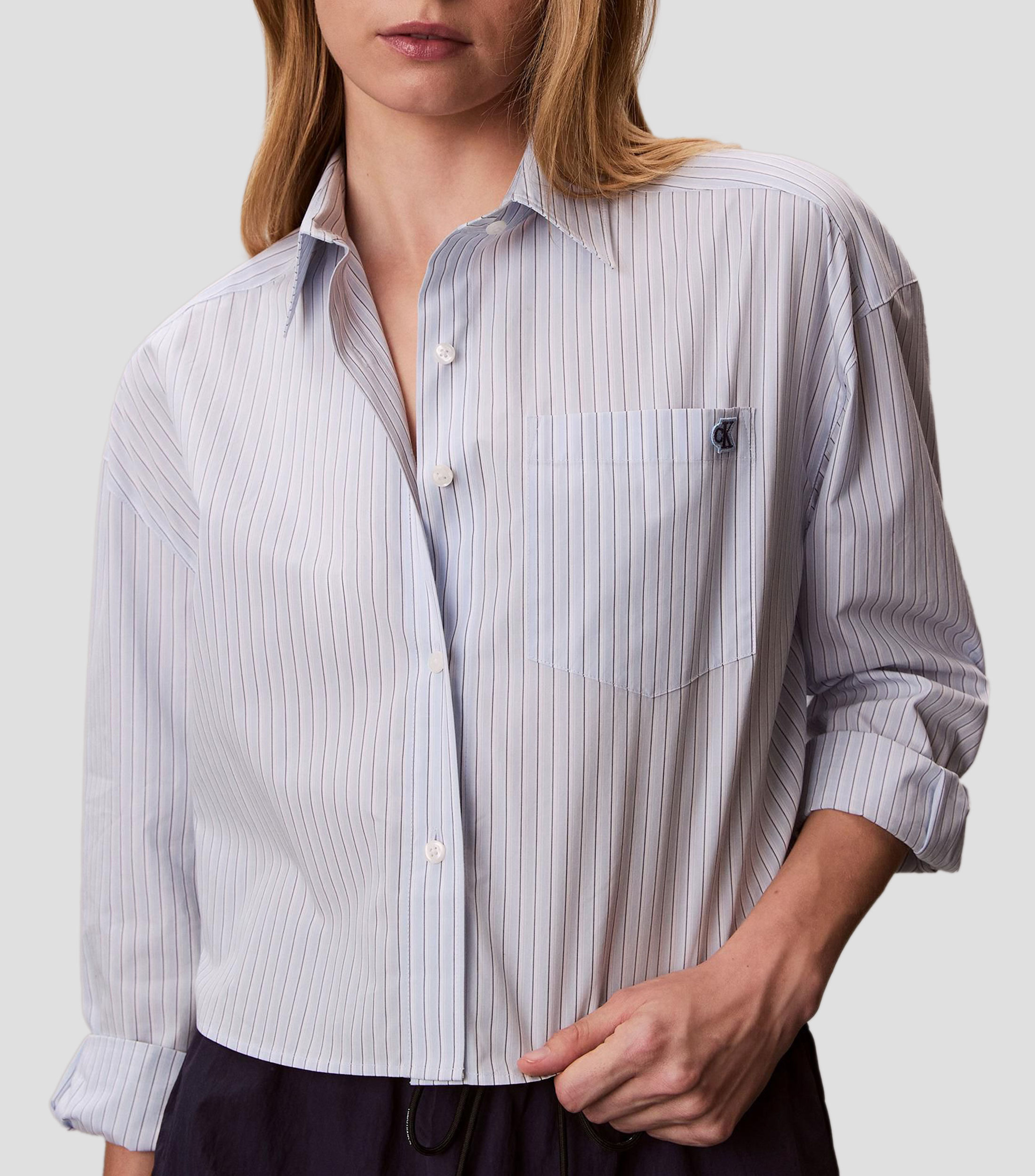 Camisa con rayas manga larga Mujer