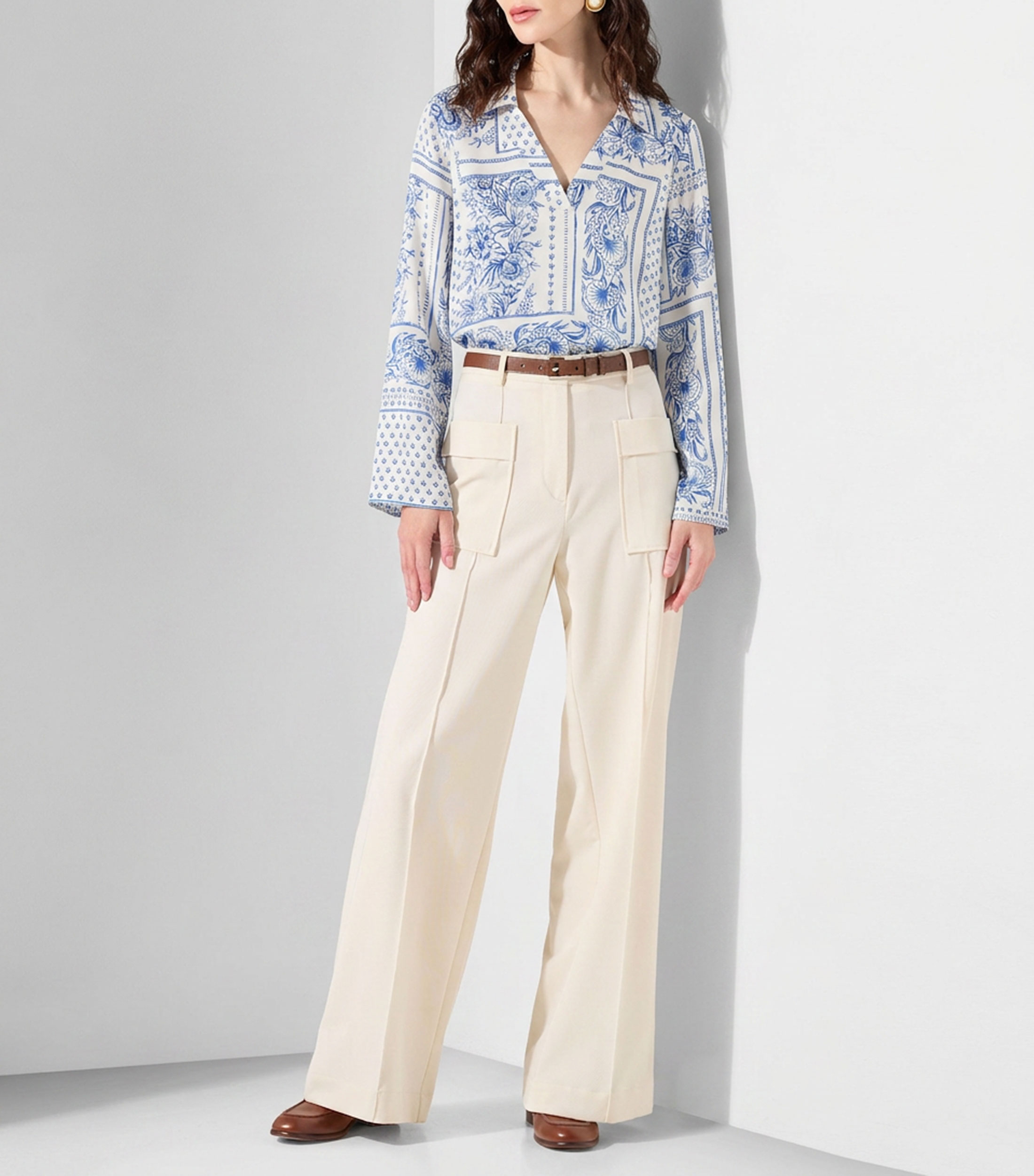 Blusa estampada manga larga Mujer