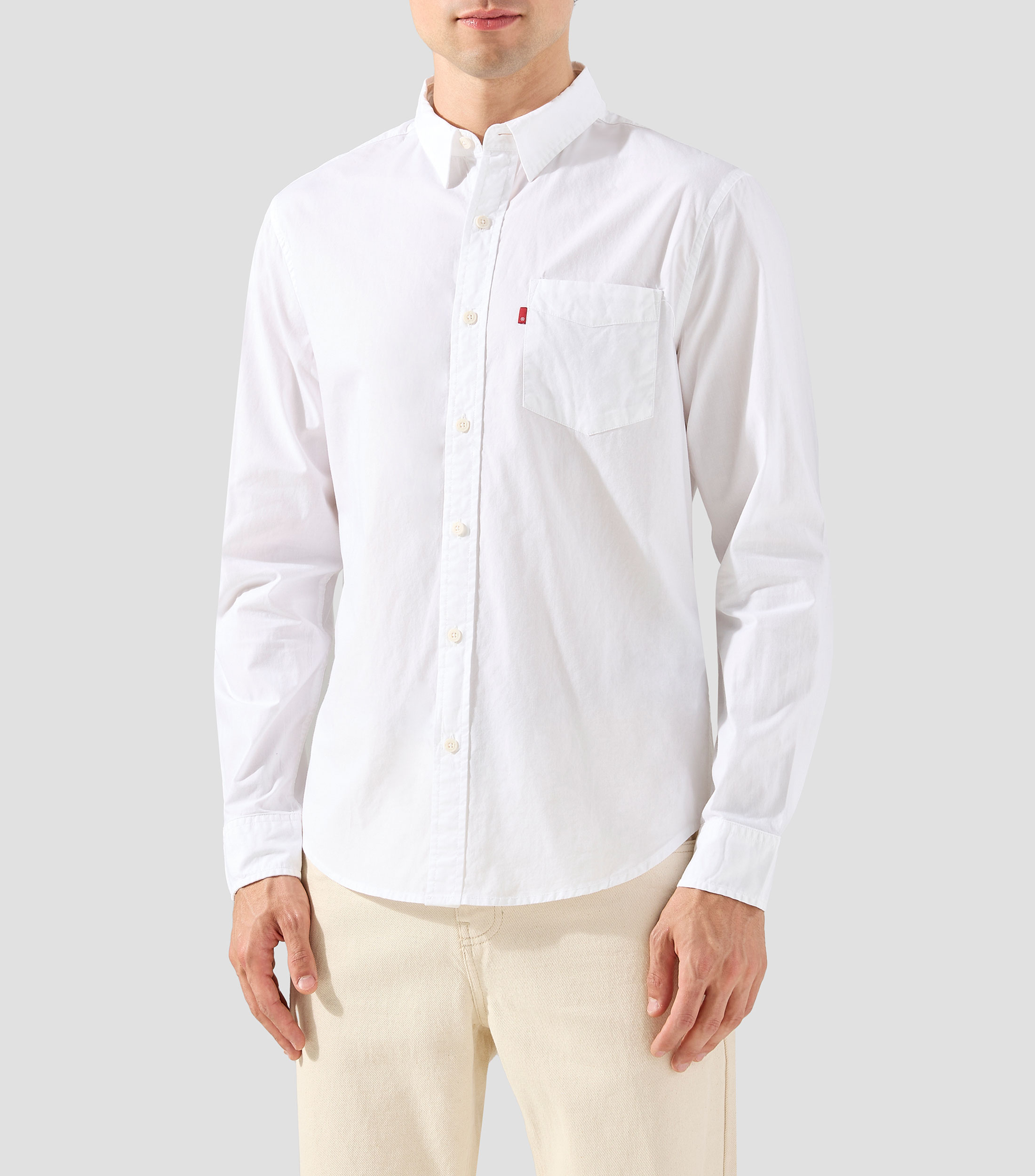 Camisa lisa de manga larga Hombre
