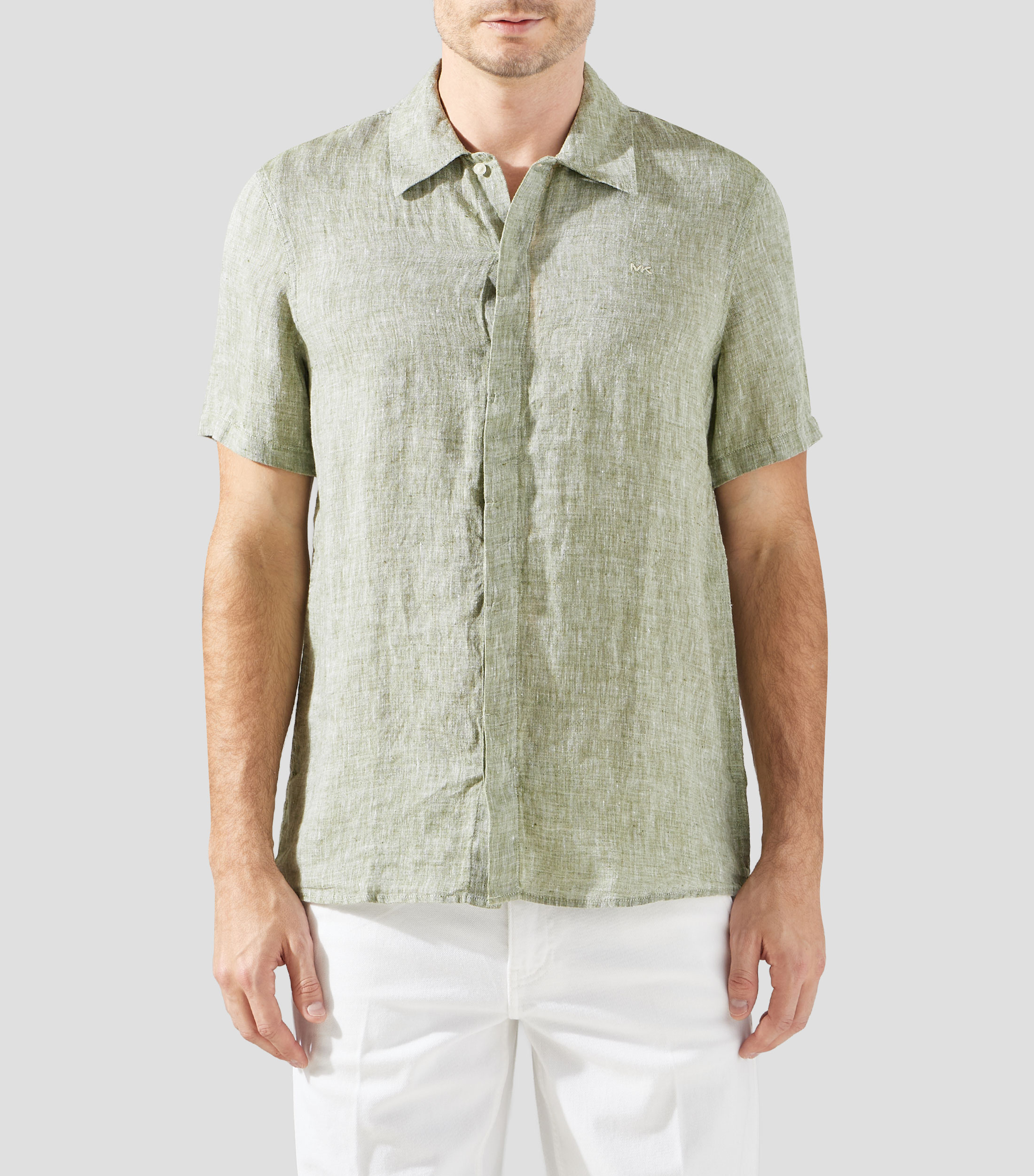 Camisa jaspeada manga corta Hombre
