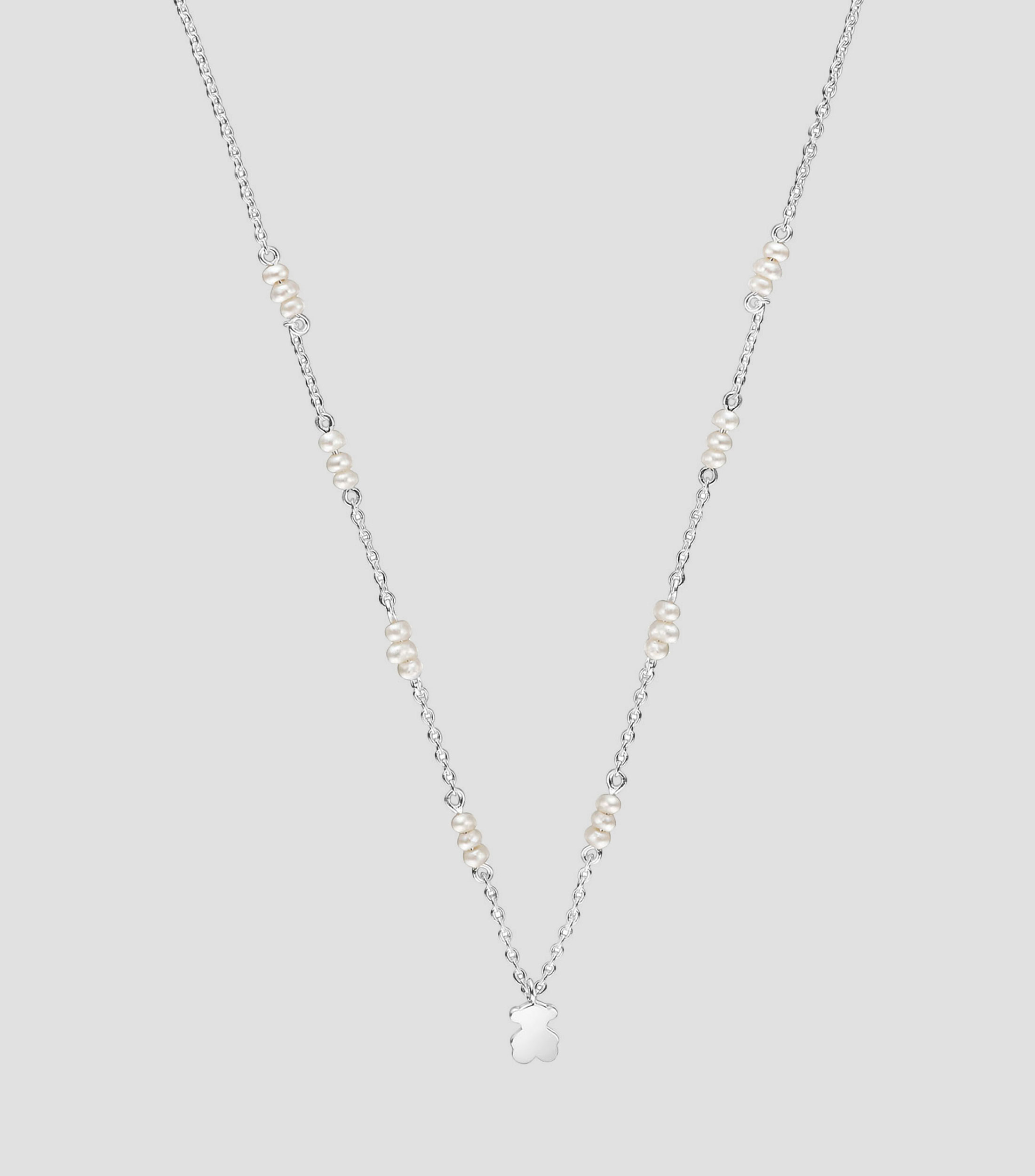 Collar Oso en Plata con perlas Sweet Dolls Mujer
