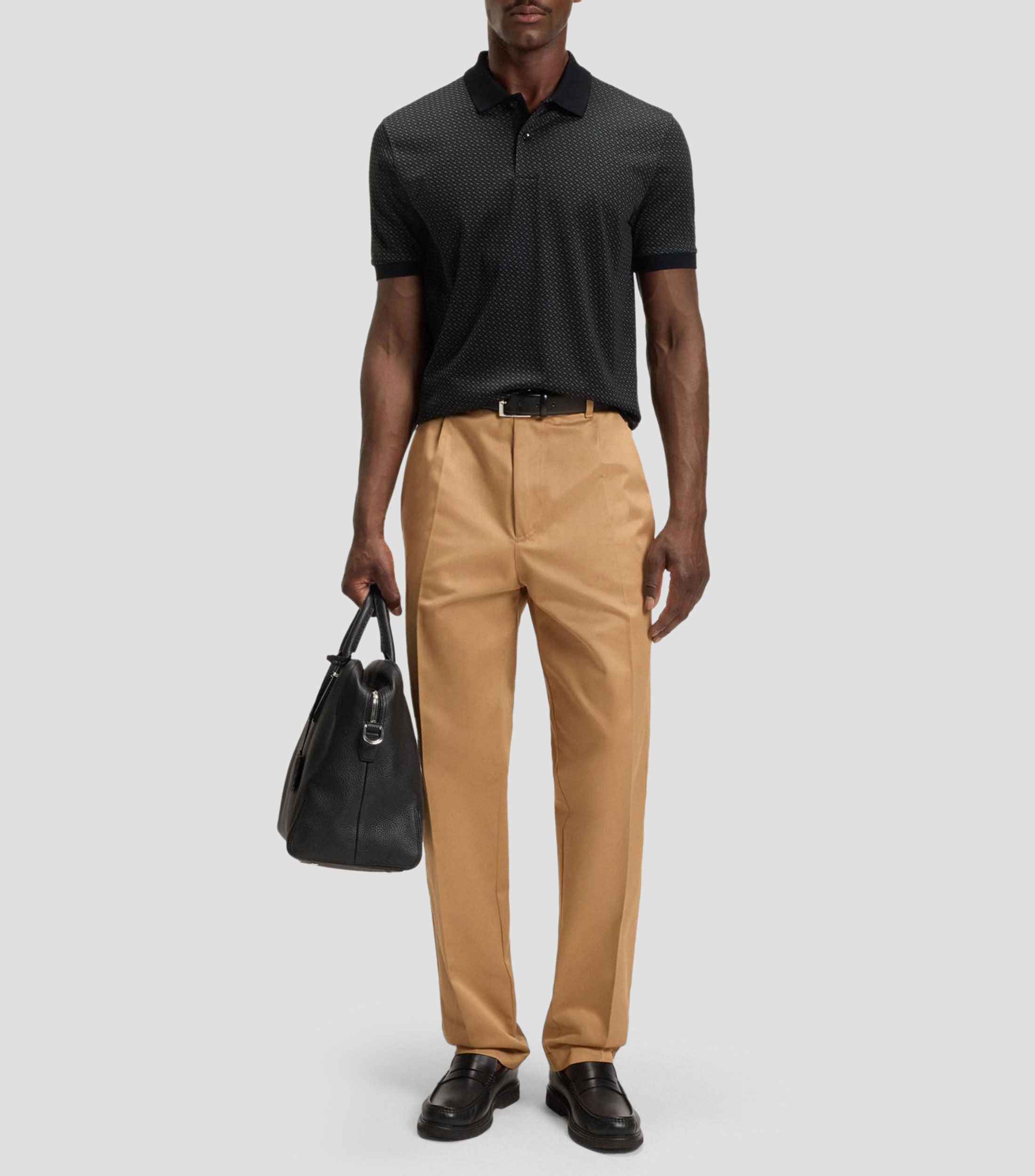 Polo Boss de algodon mercerizado con monogramas en dos tonos Hombre