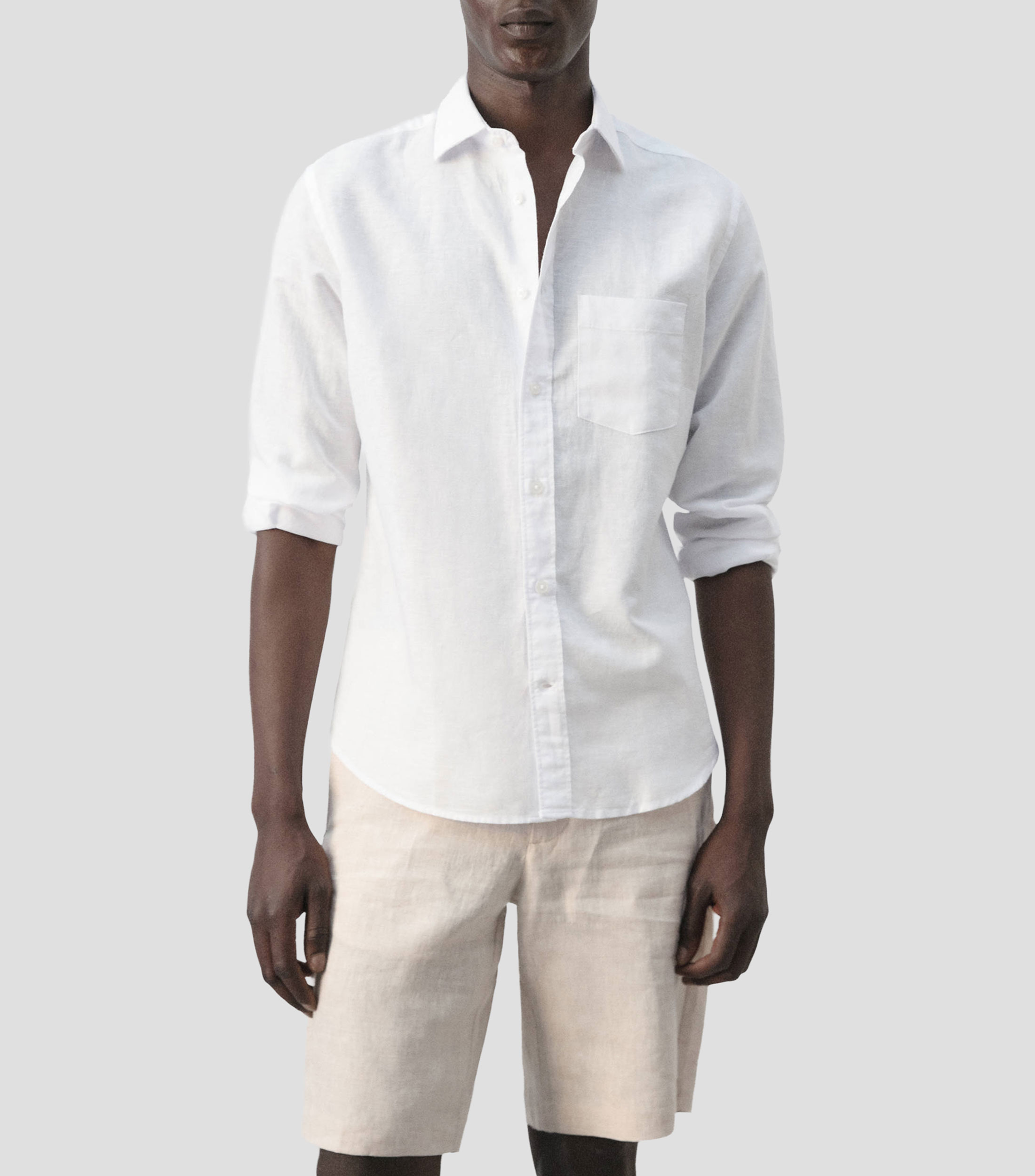 Camisa lisa manga larga Hombre