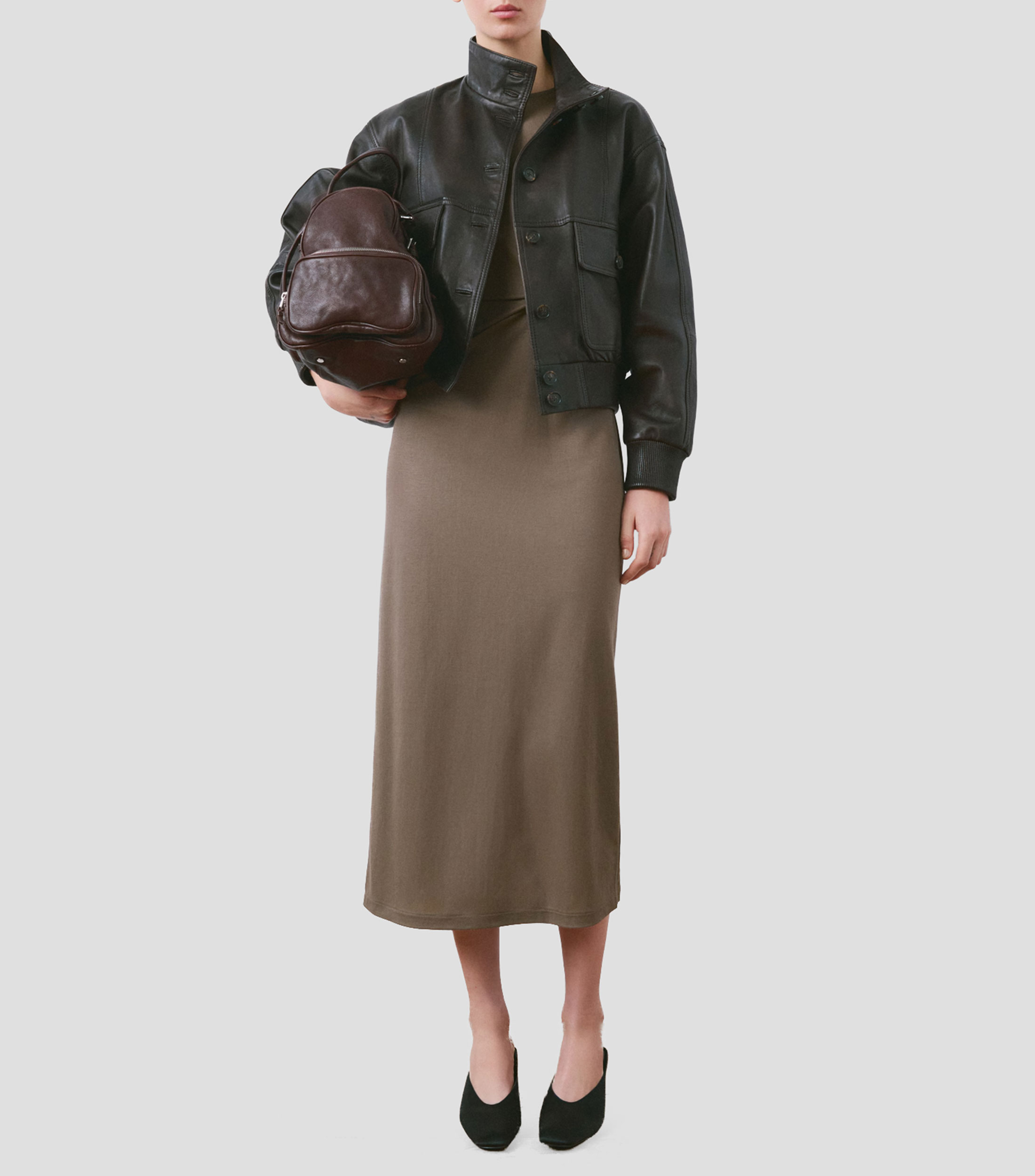 Vestido midi liso Mujer
