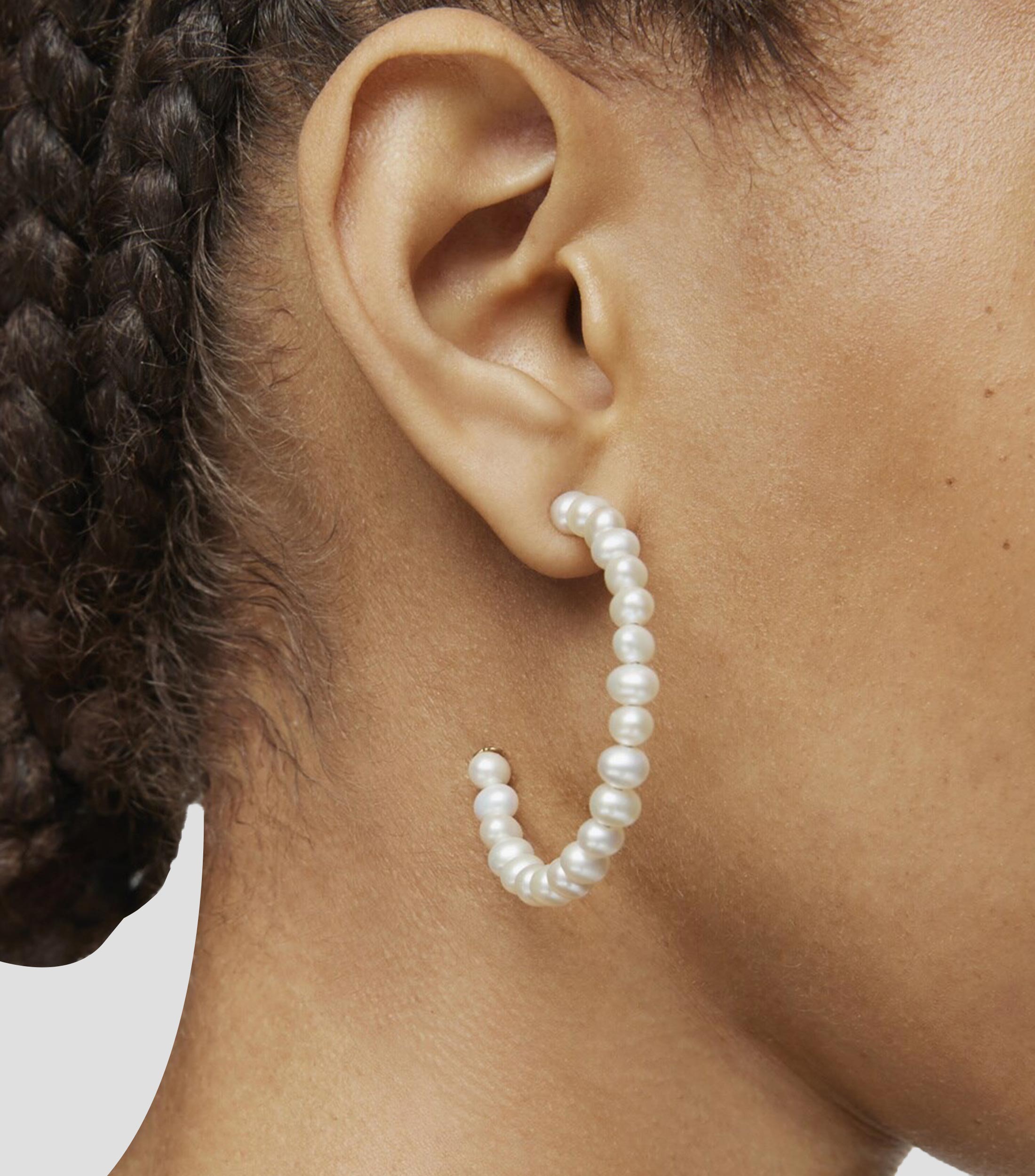 Aretes aro en Plata Gloss perlas Mujer
