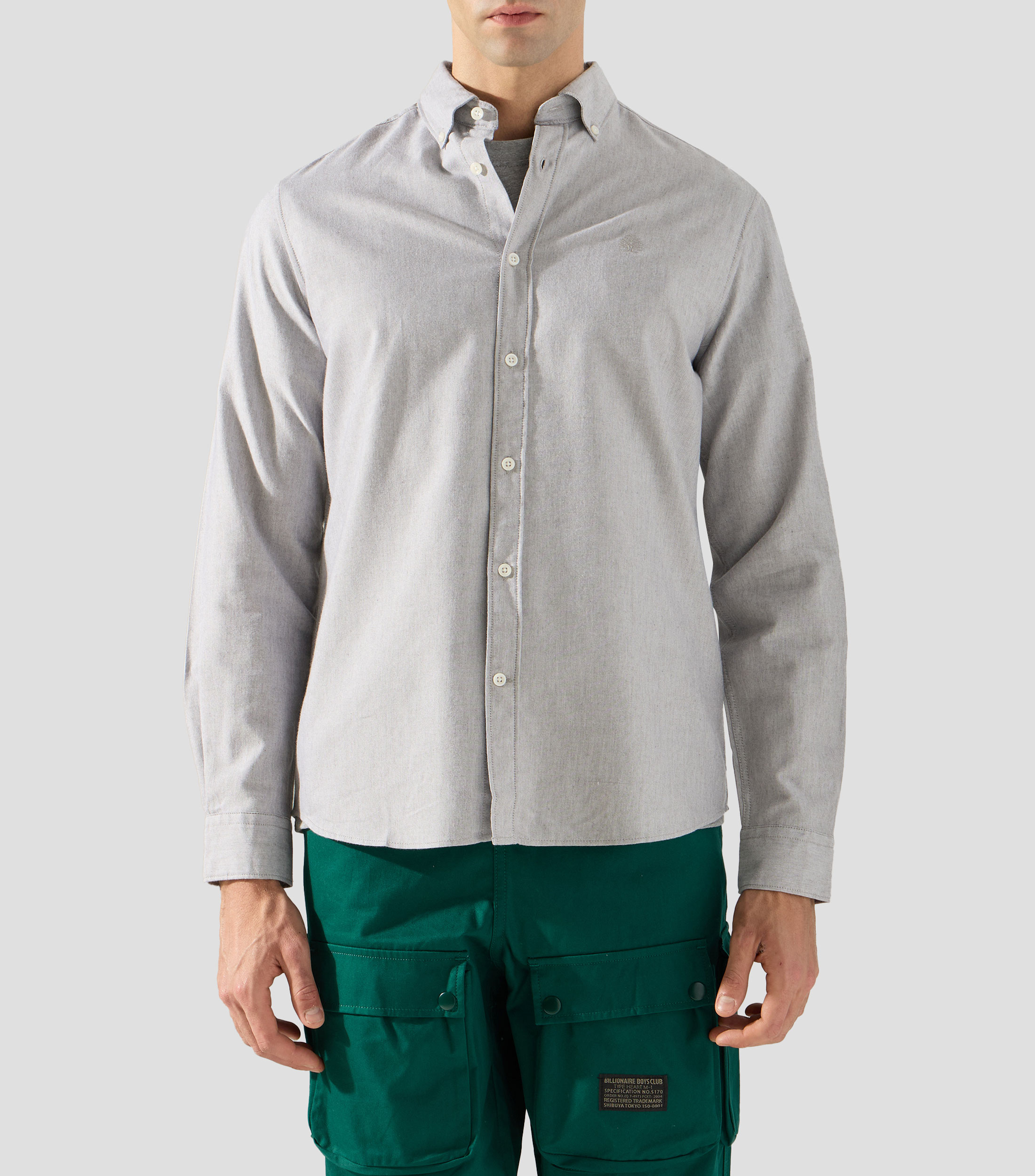 Camisa lisa con manga larga Hombre