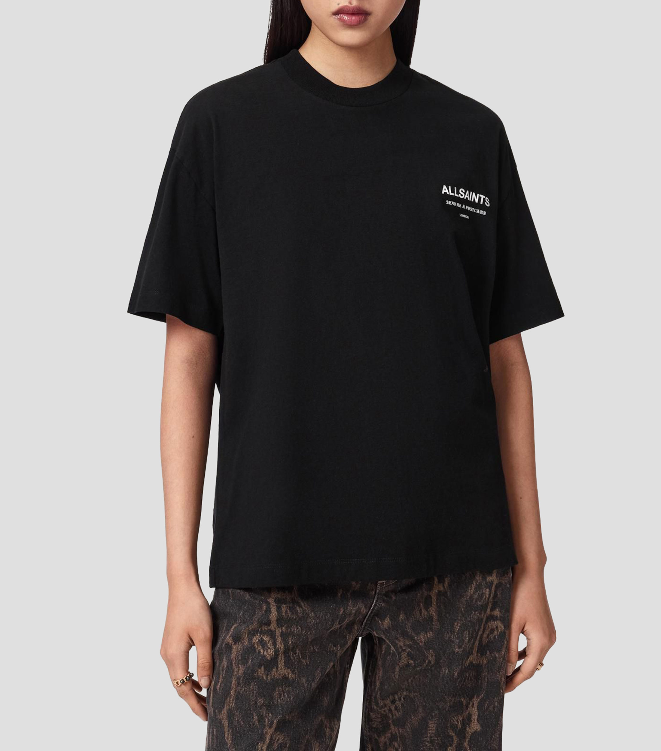 Playera de cuello redondo con manga corta estampada Mujer
