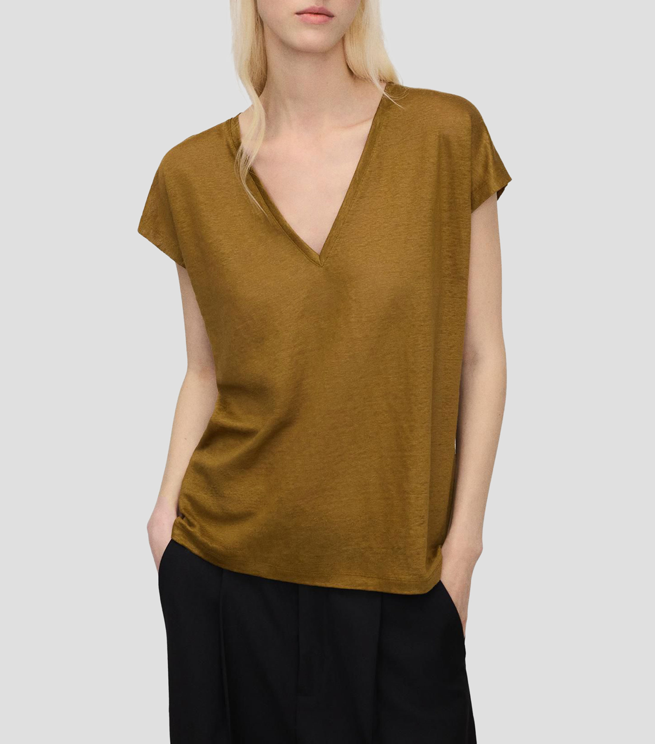Blusa jaspeada manga corta Mujer