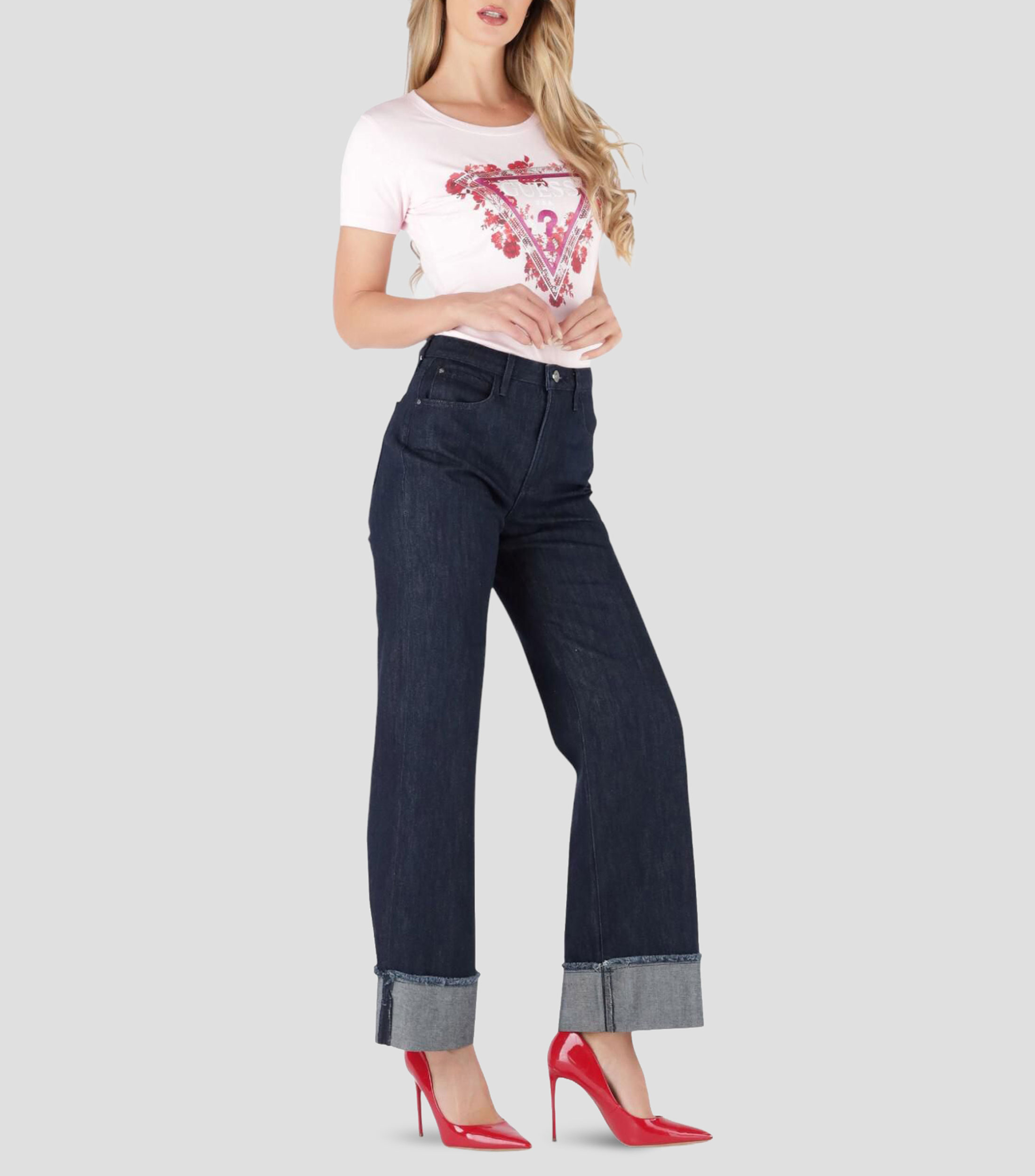 Playera cuello redondo manga corta estampada Mujer