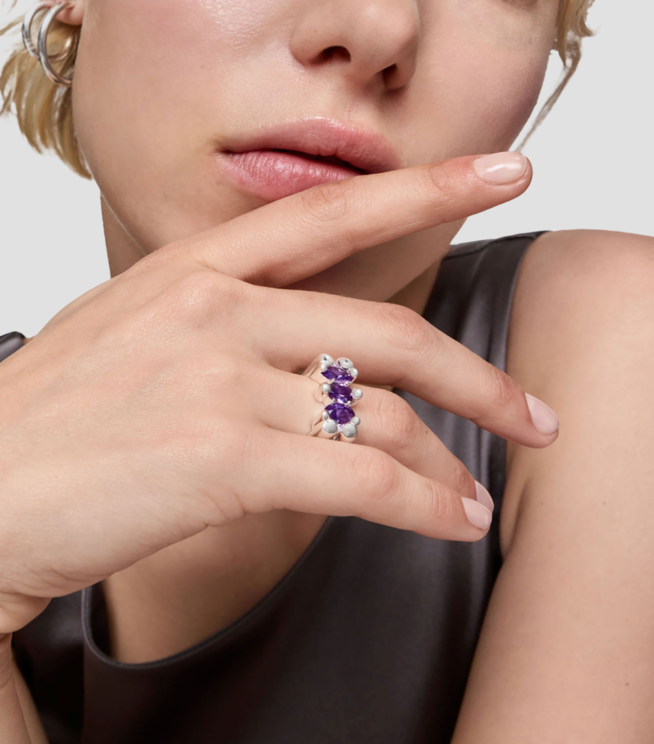Anillo en Plata con Zafiros Mujer
