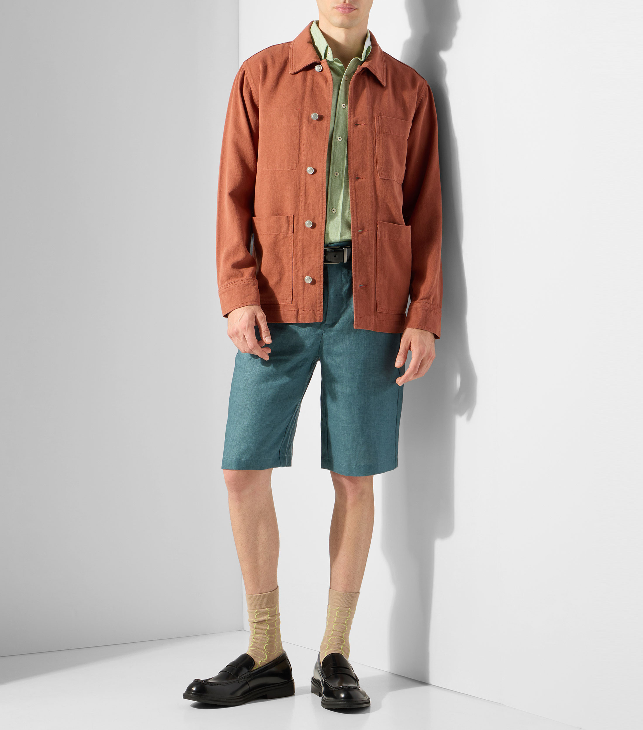 Camisa lisa con manga corta Hombre