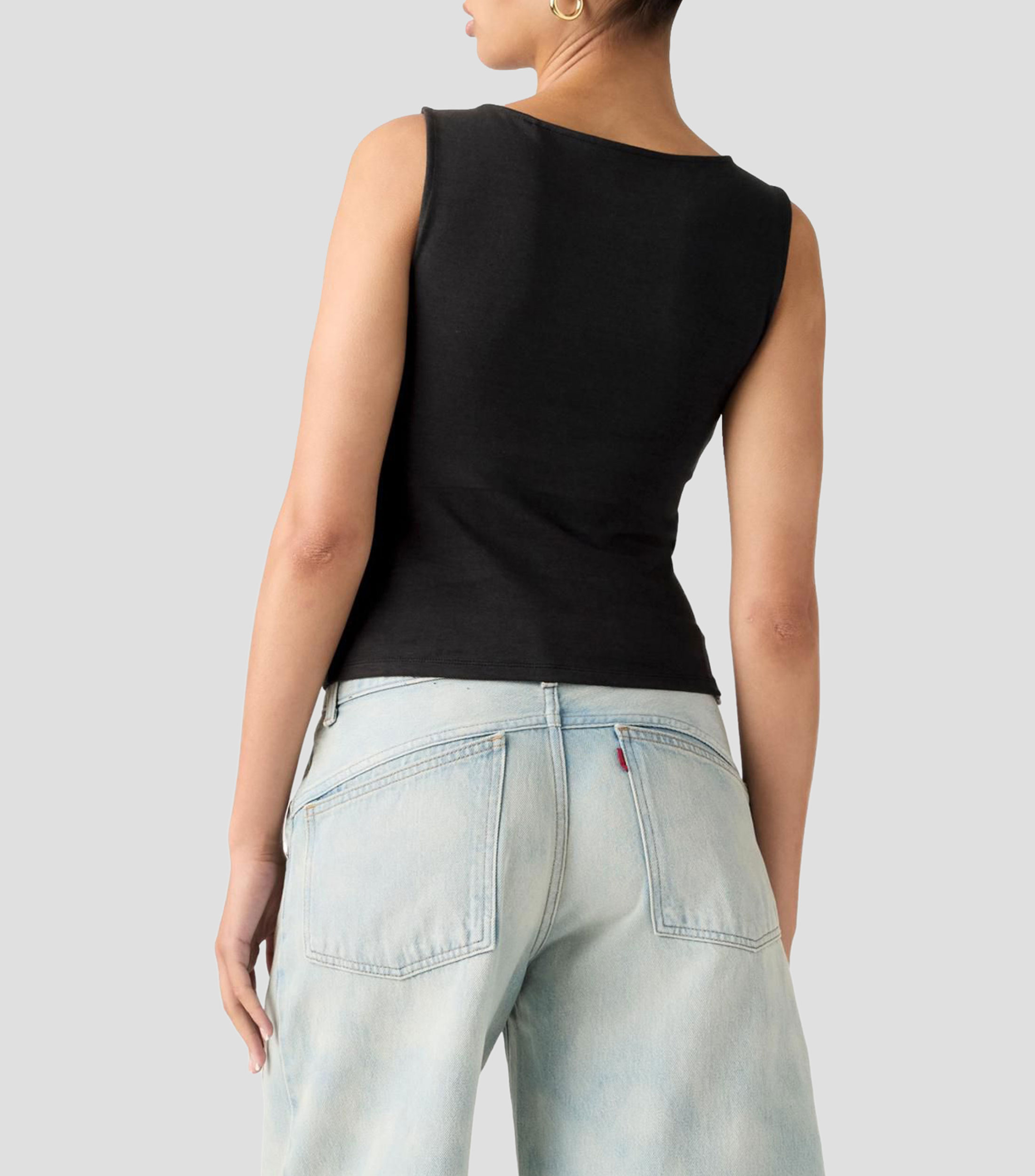 Playera de cuello redondo sin mangas lisa Mujer