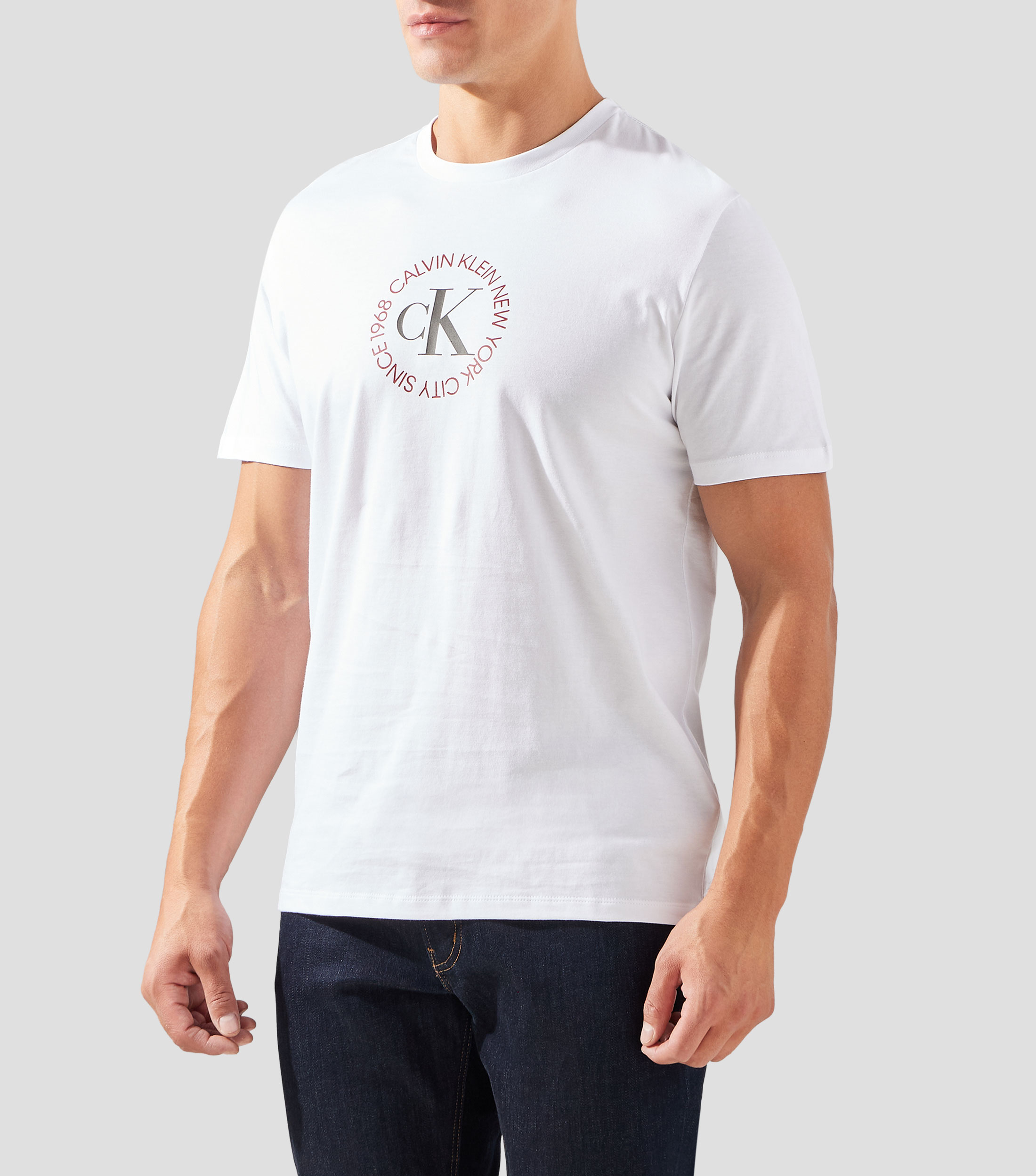 Playera cuello redondo manga corta estampada Hombre