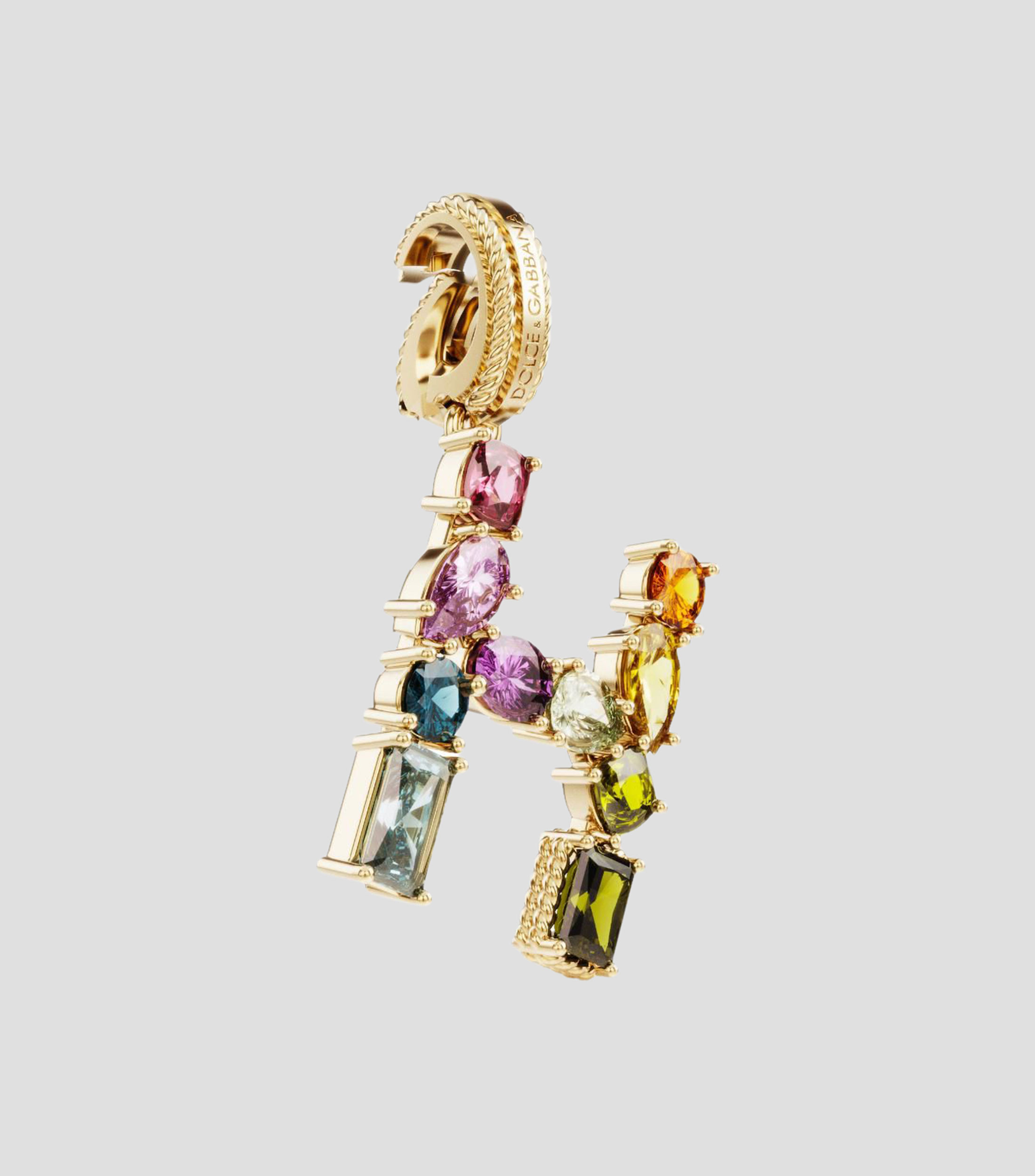 Charm Mini Letra H en Oro de 18 Kilates con gemas naturales Mujer