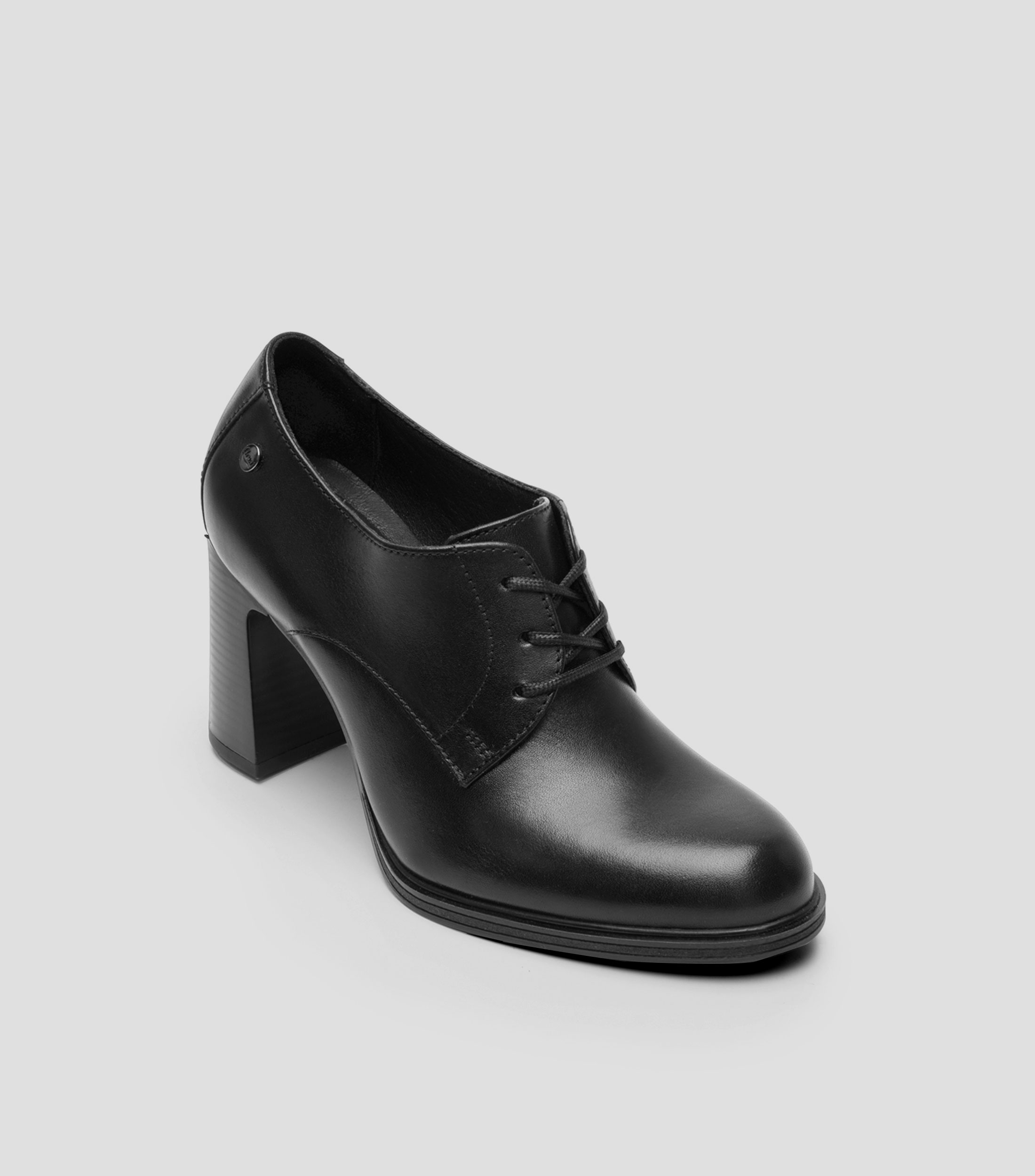Zapatos Semivestir Oxford Pump Mariela en piel con tacon alto ancho Mujer