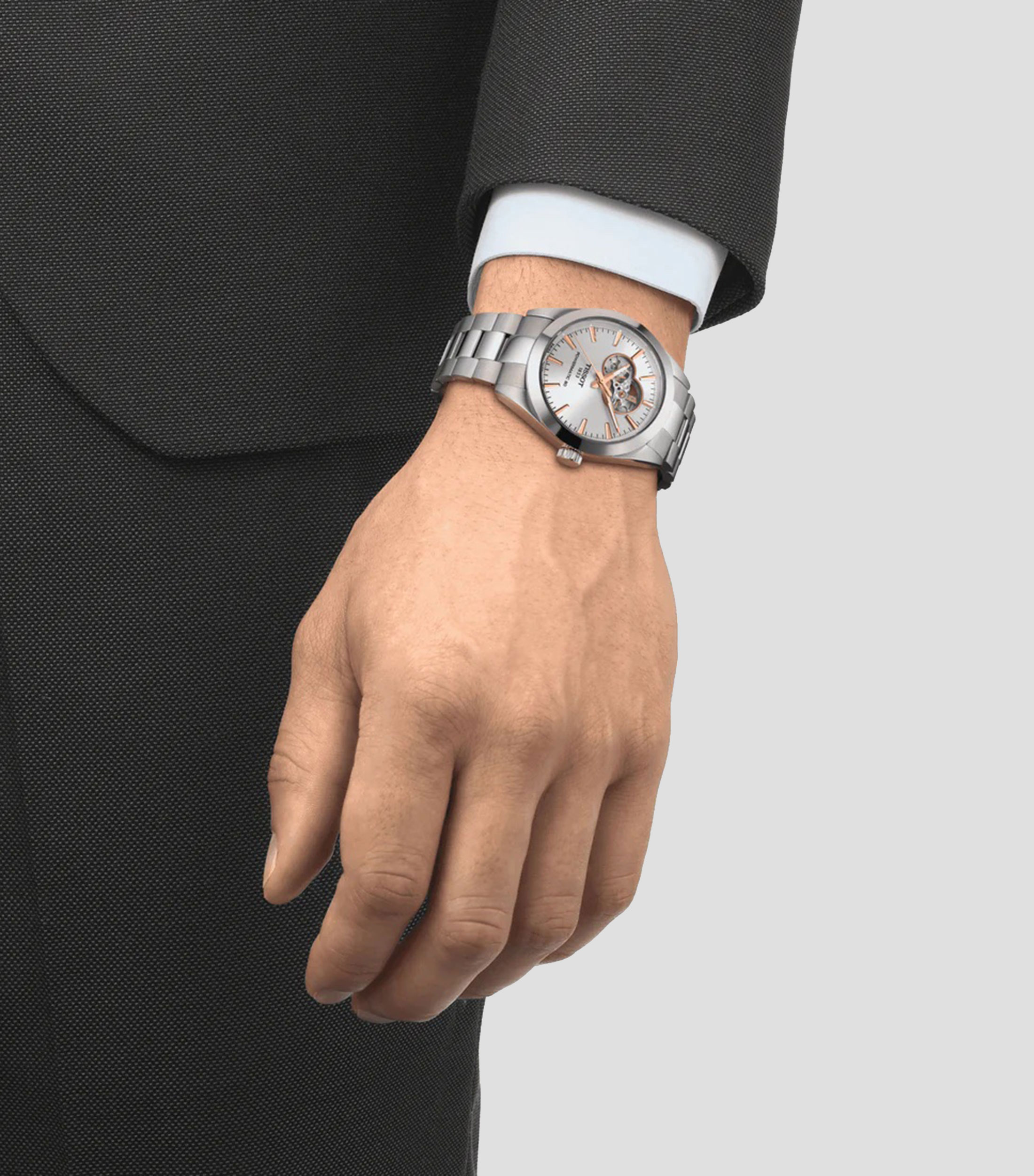 Reloj para hombre T-Classic Gentleman Powermatic Open Heart Casual, Acero