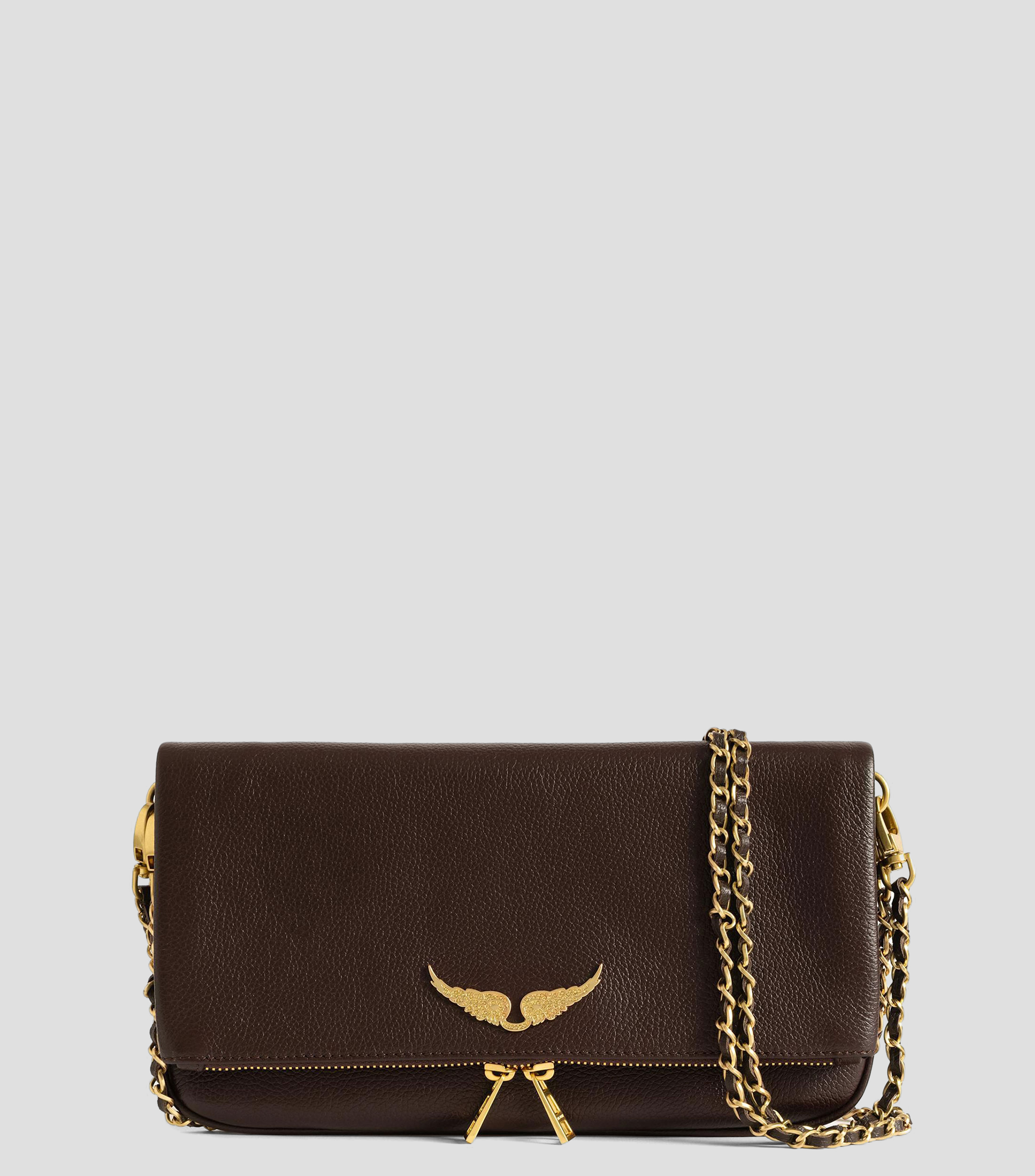 Bolsa Crossbody café en piel Rock lisa Mujer