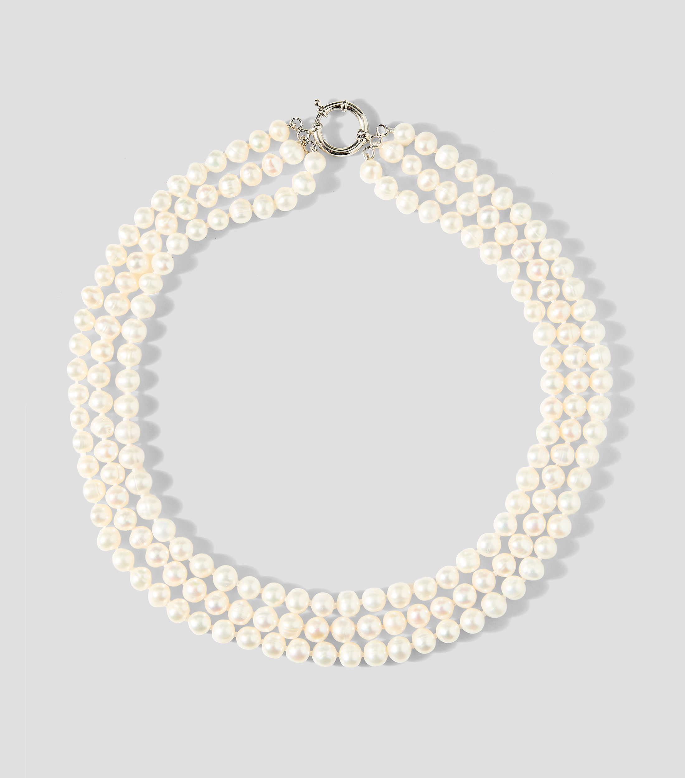 Collar triple con perlas de agua dulce Mujer