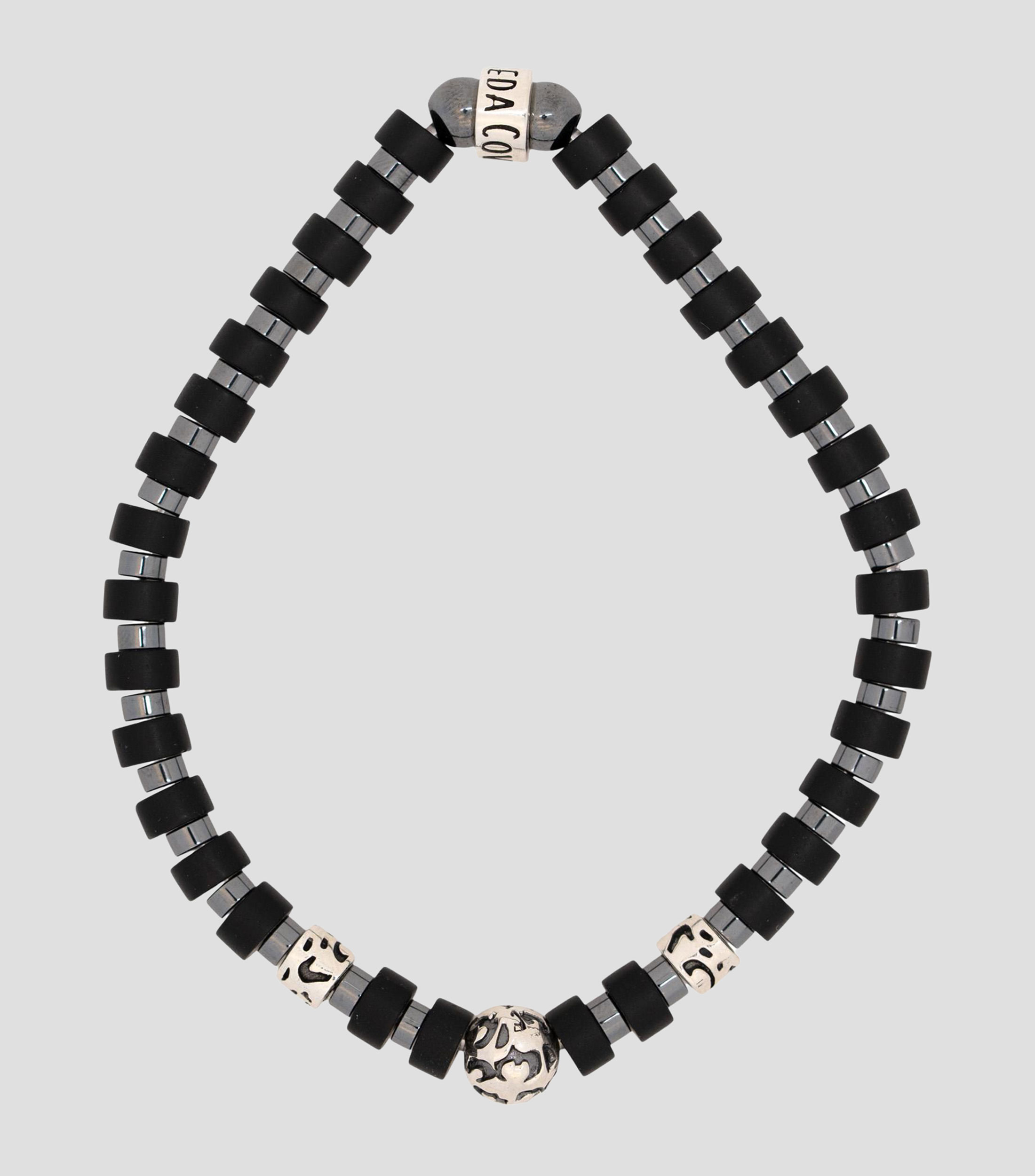 Brazalete con obsidiana mate y hematita Hombre