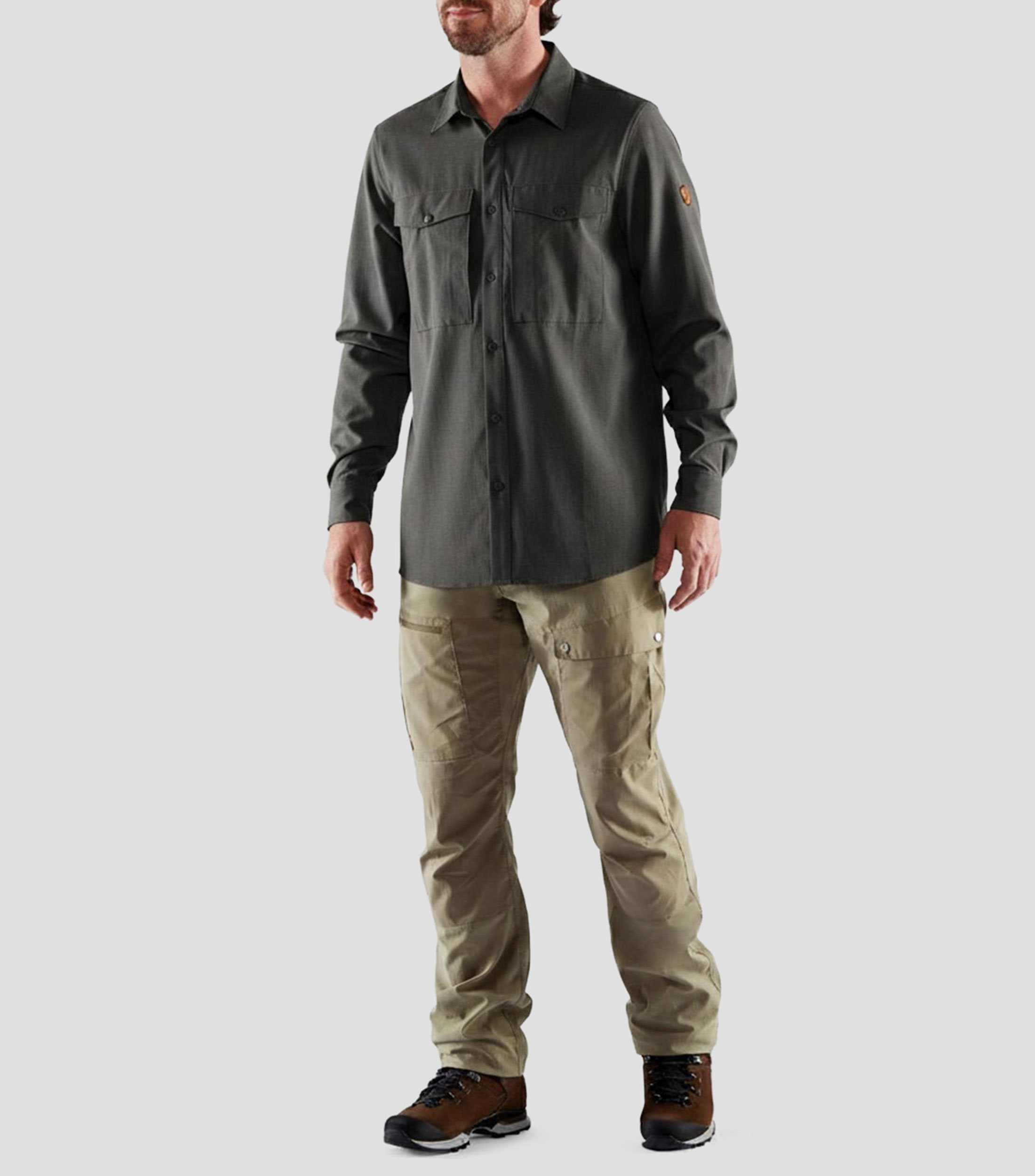 Camisa lisa con manga larga Hombre