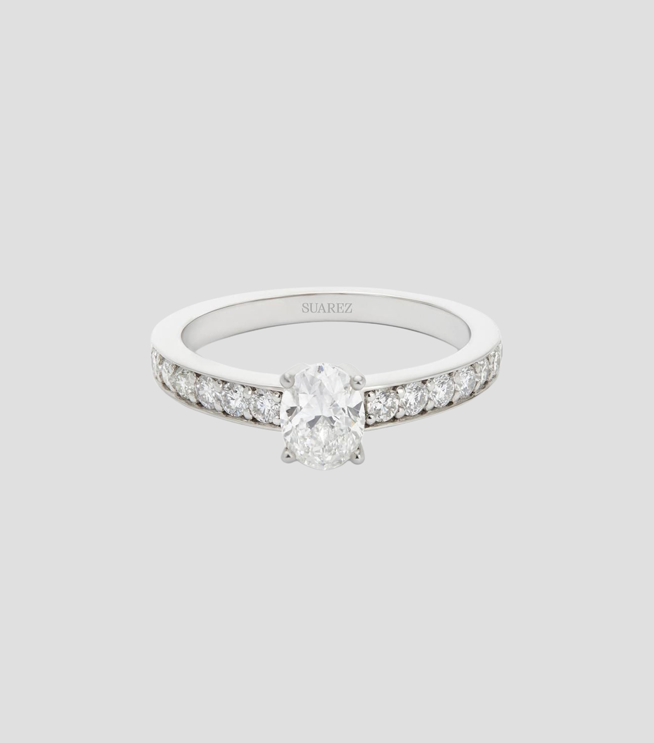Anillo en oro blanco de 18 kilates Compromiso con diamantes Mujer