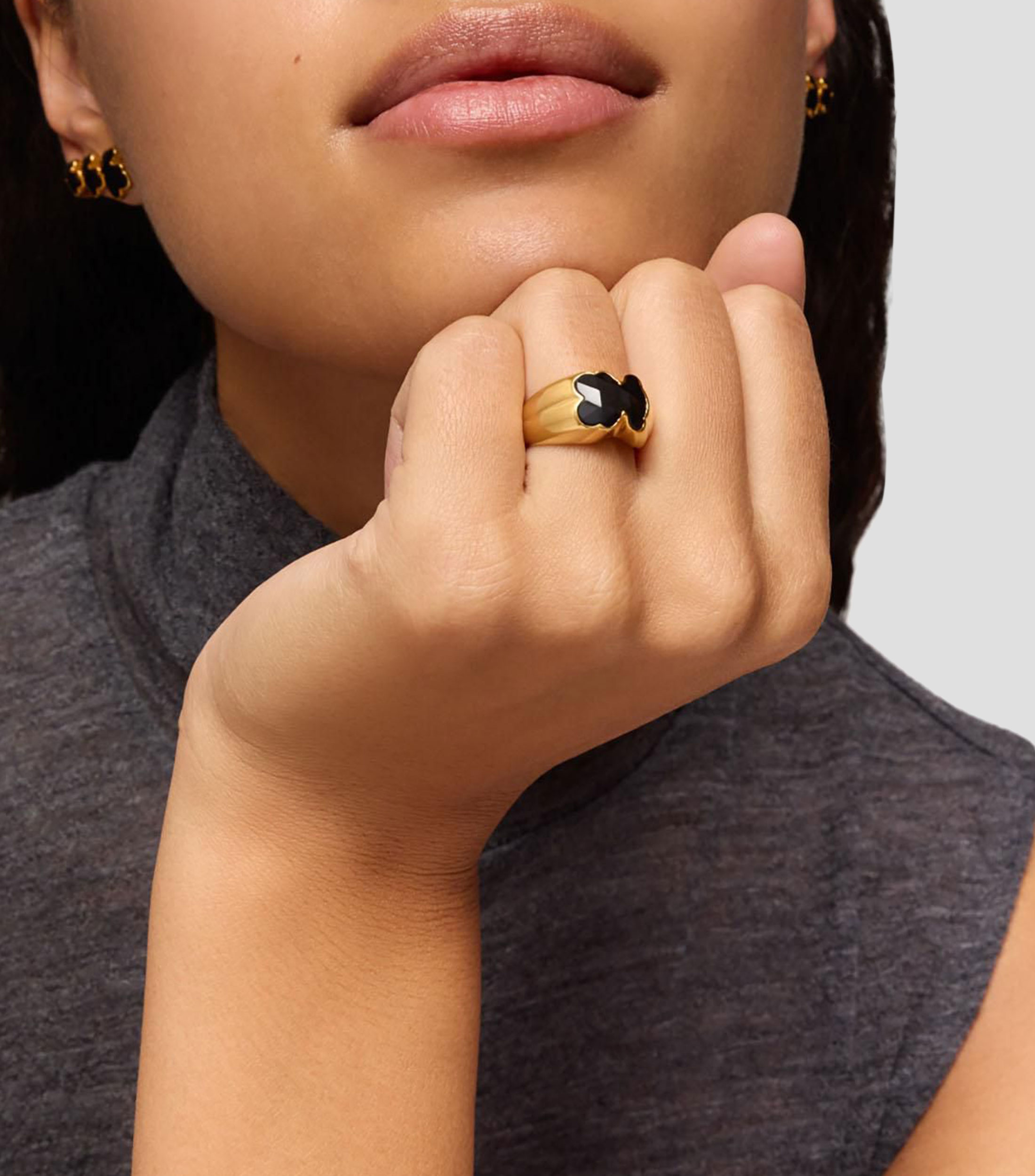 Anillo en plata Icon con incrustación de ónix Mujer