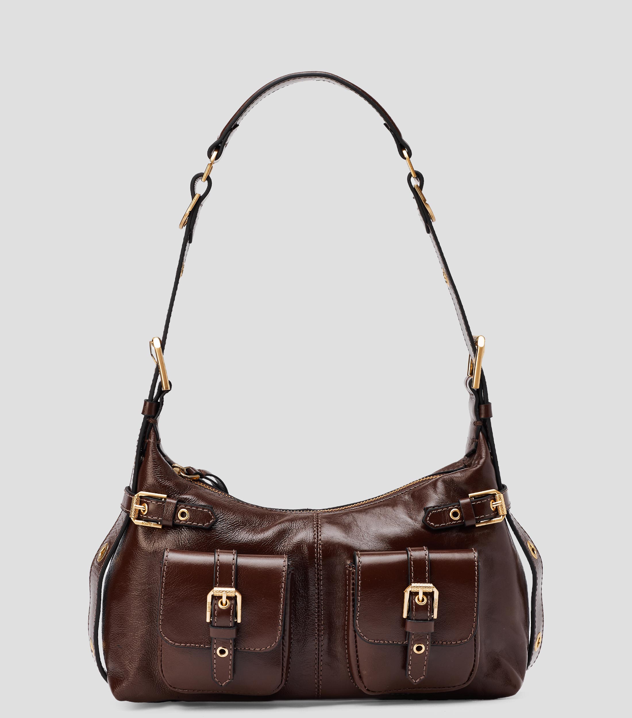 Bolsa shoulder café en piel Trentino lisa Mujer