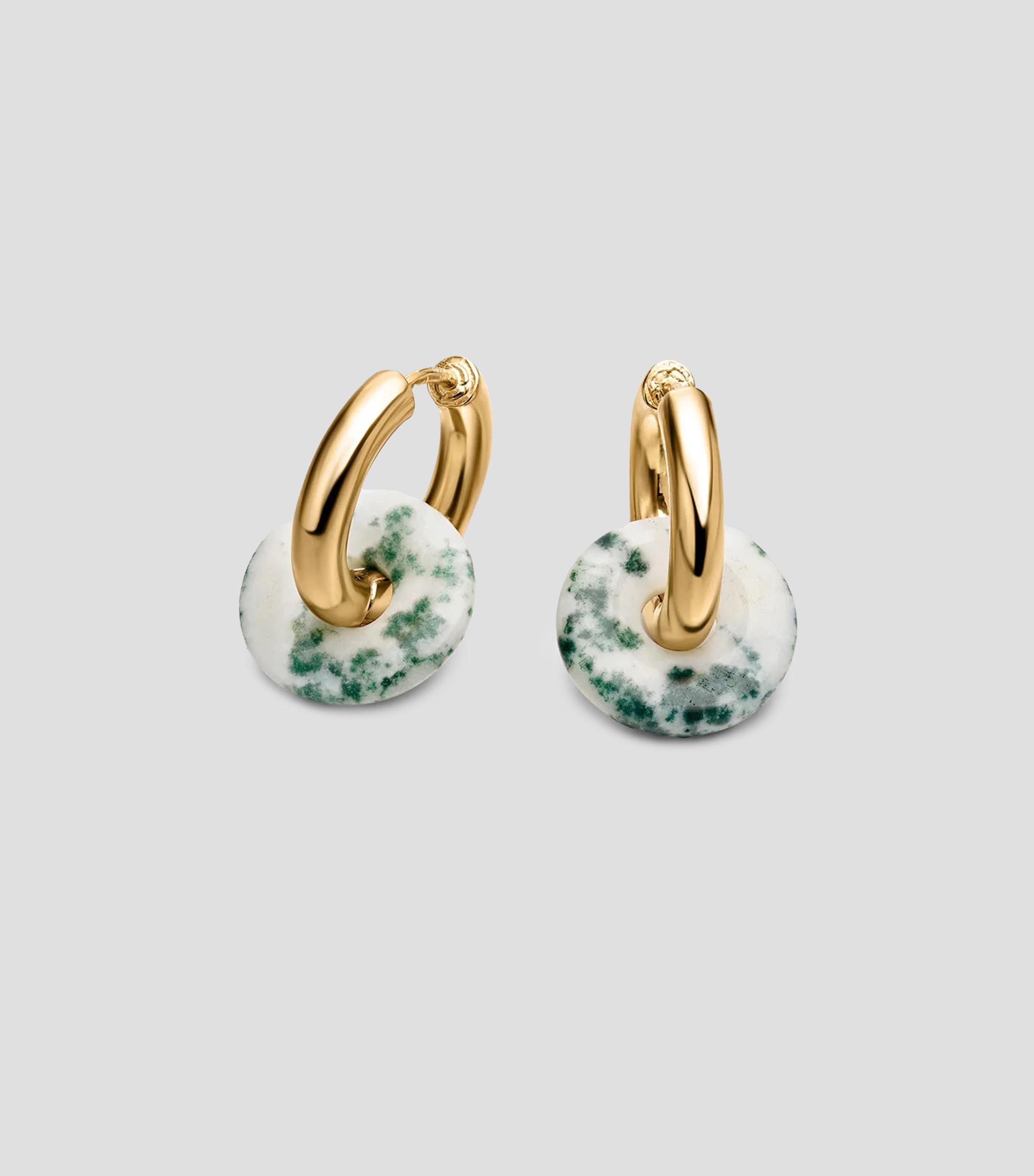 Pendientes en plata .925 con ágata verde Rissaga Mujer