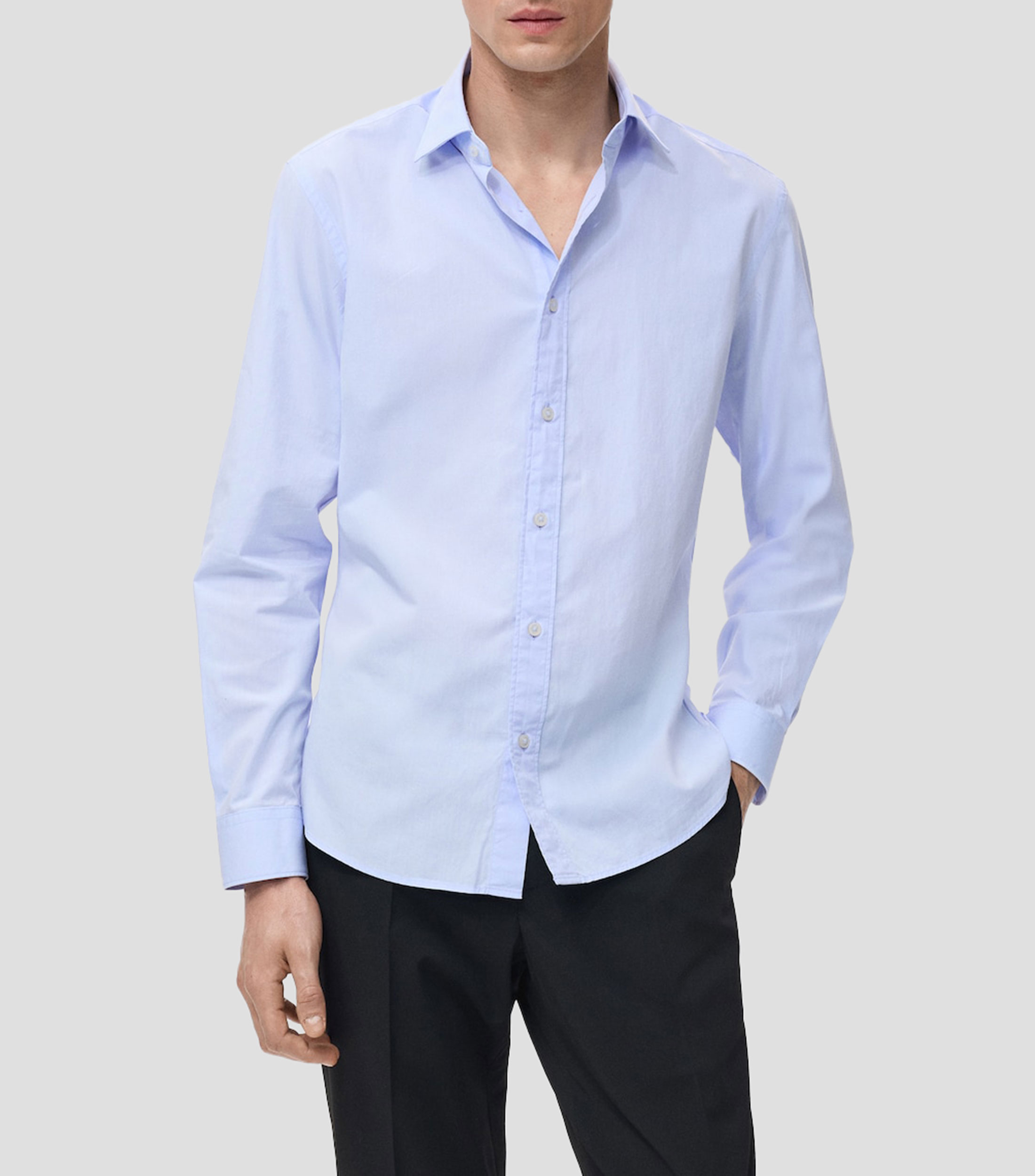 Camisa lisa manga larga Hombre