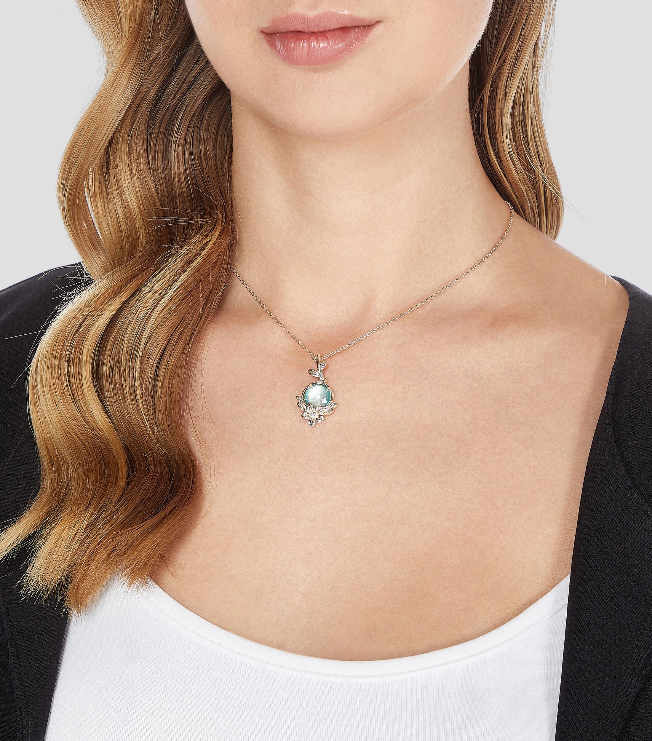 Dije con collar en plata .925 Mensaje de amor con madre perla Mujer
