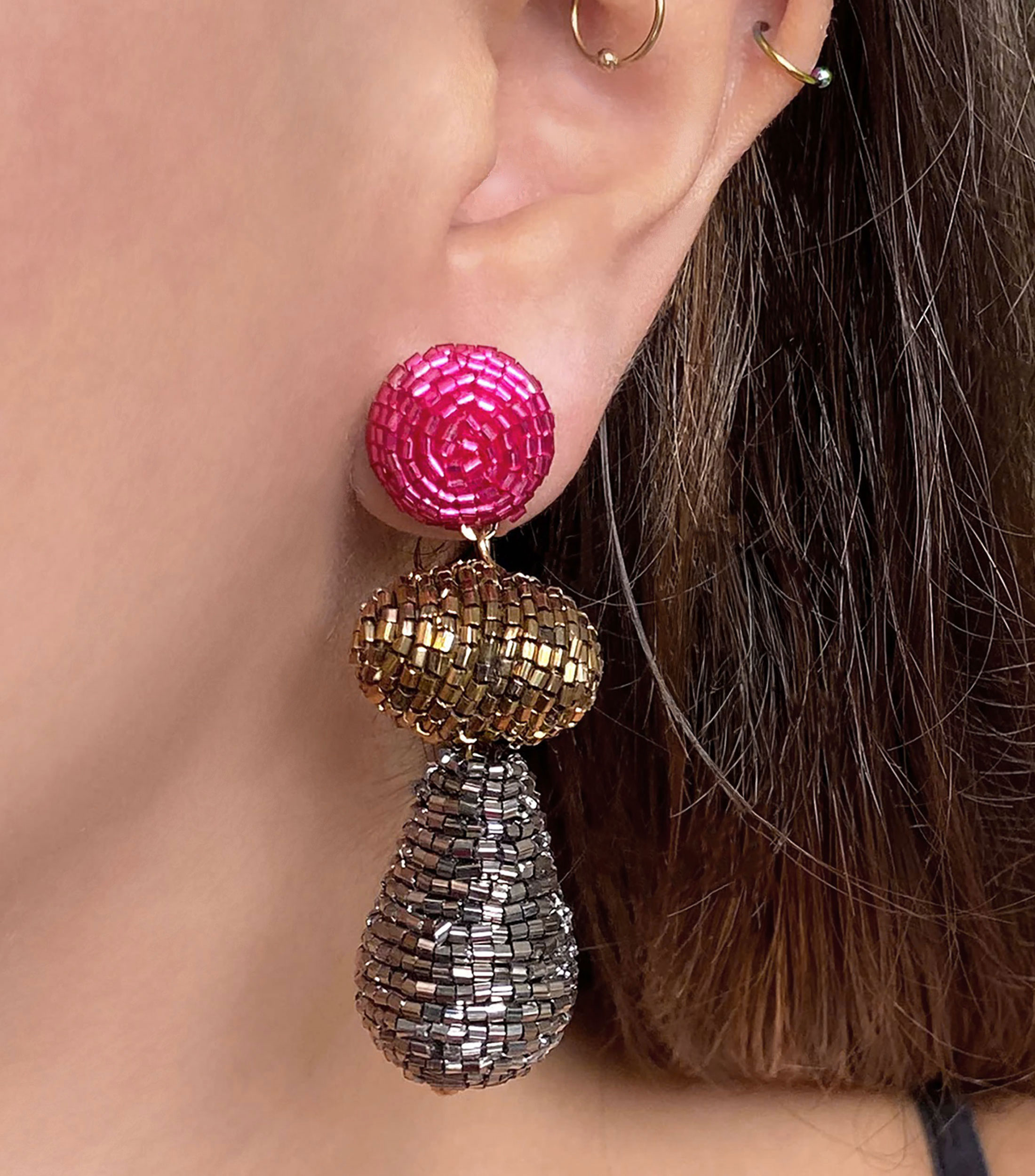 Aretes Multi triple figura Mujer