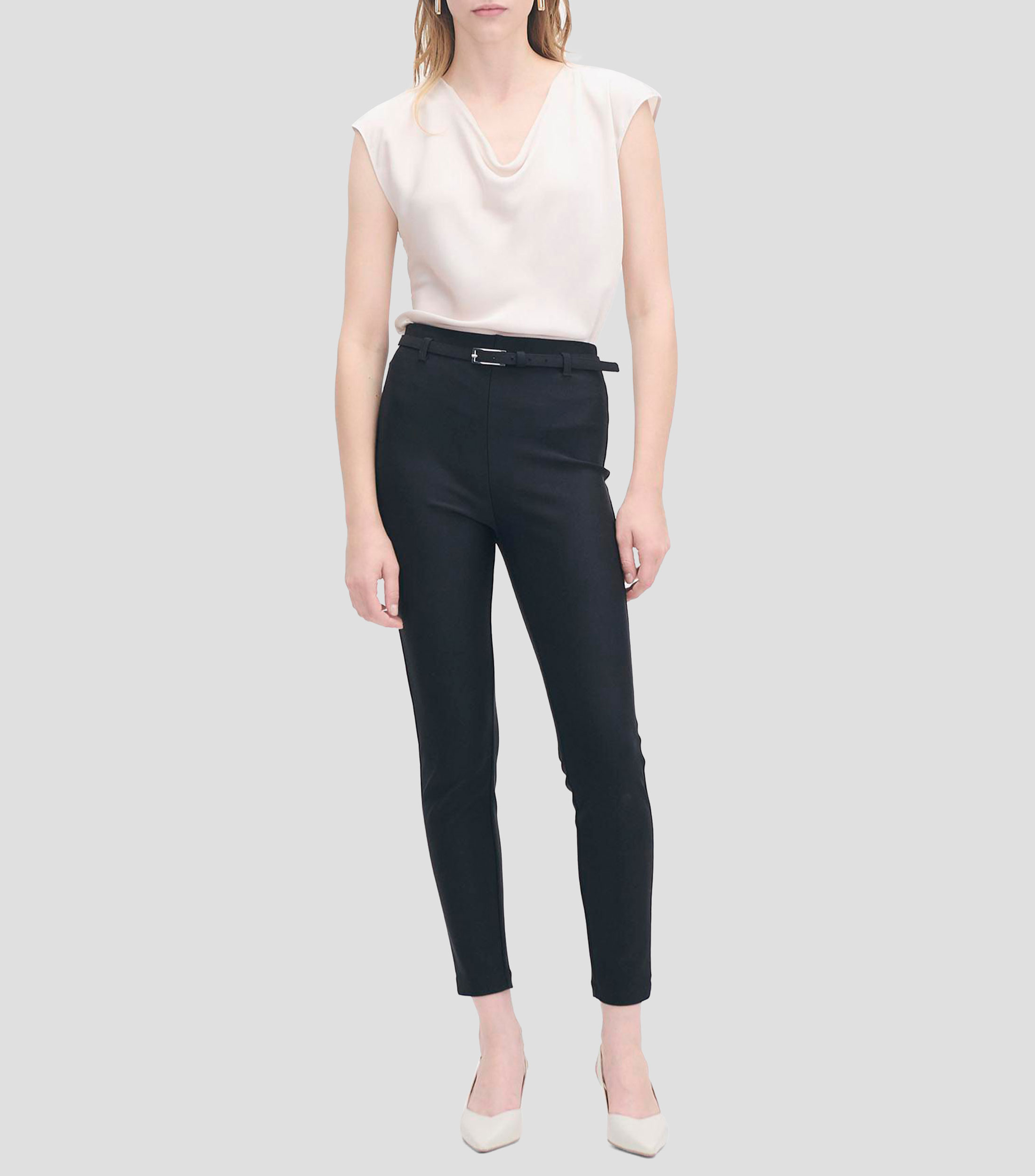 Leggings tiro alto con cinturón Mujer