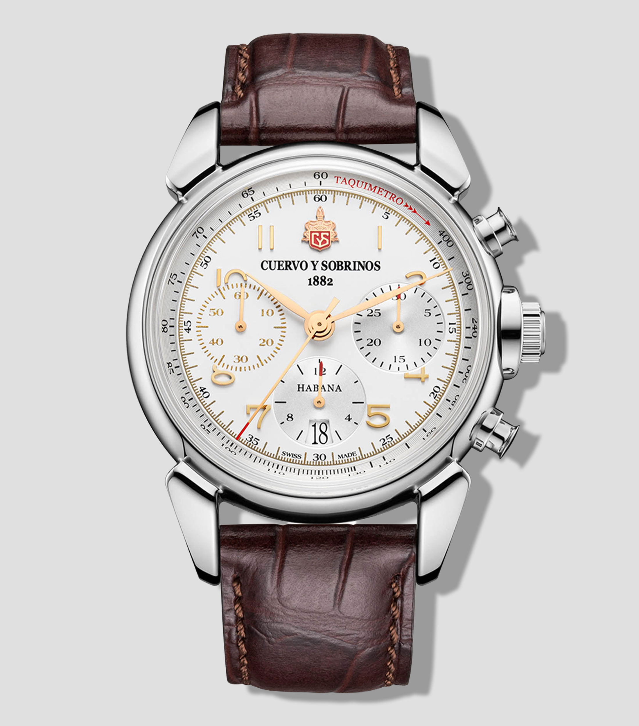 Reloj para Hombre Chronograph Heritage deportivo plateado/café
