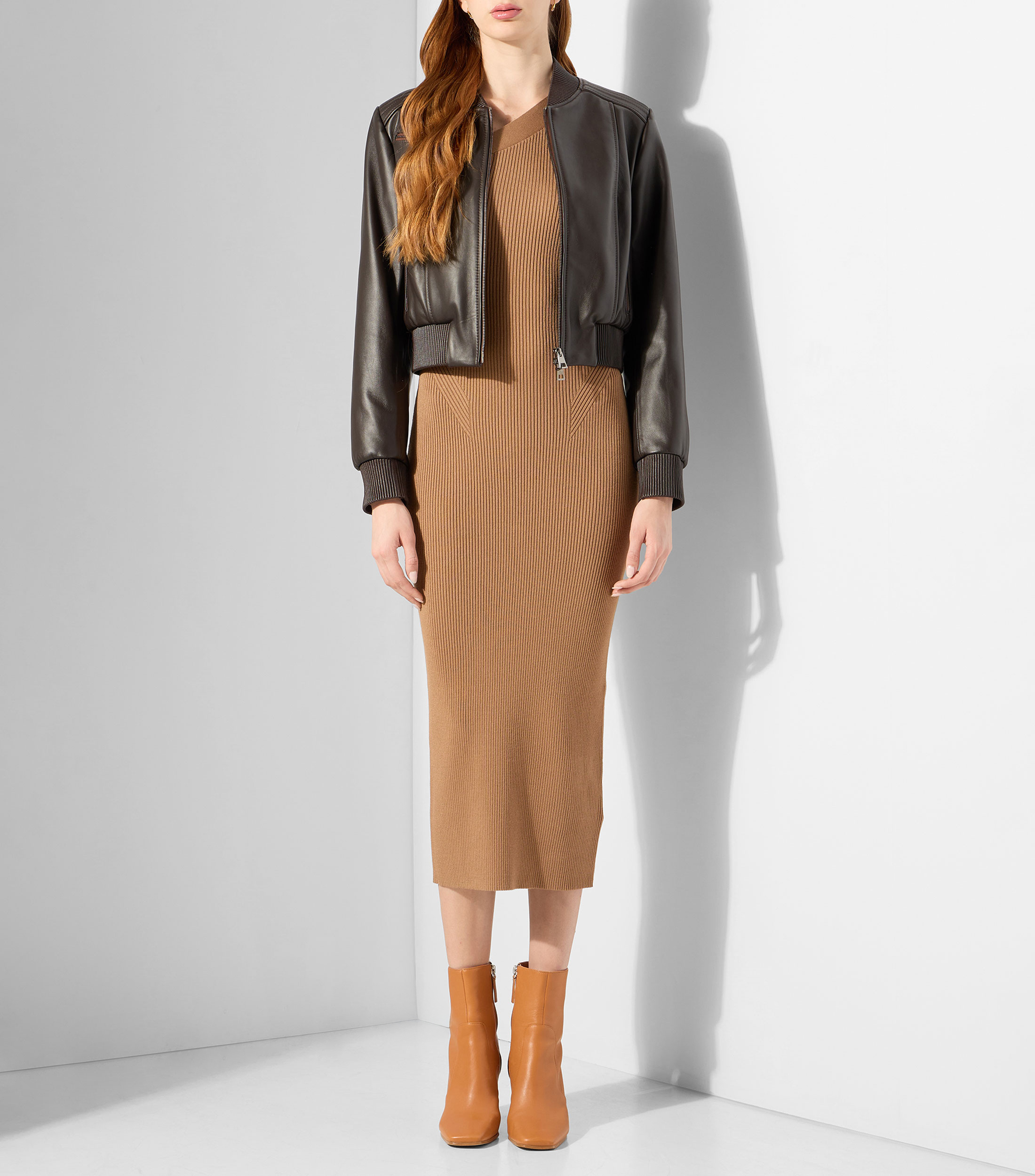 Vestido largo manga larga liso Mujer