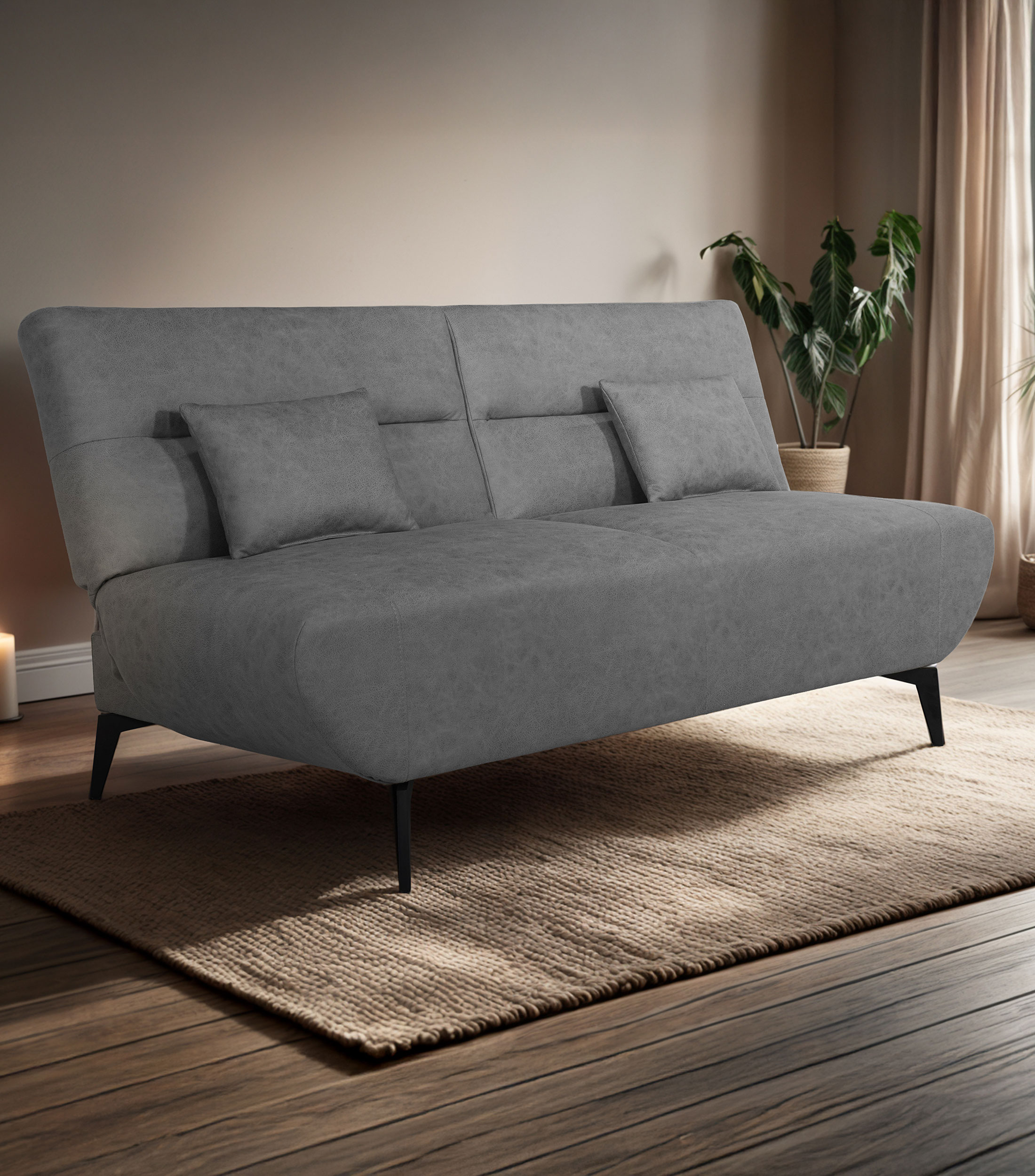 Sofá cama en tela Bolonia gris claro