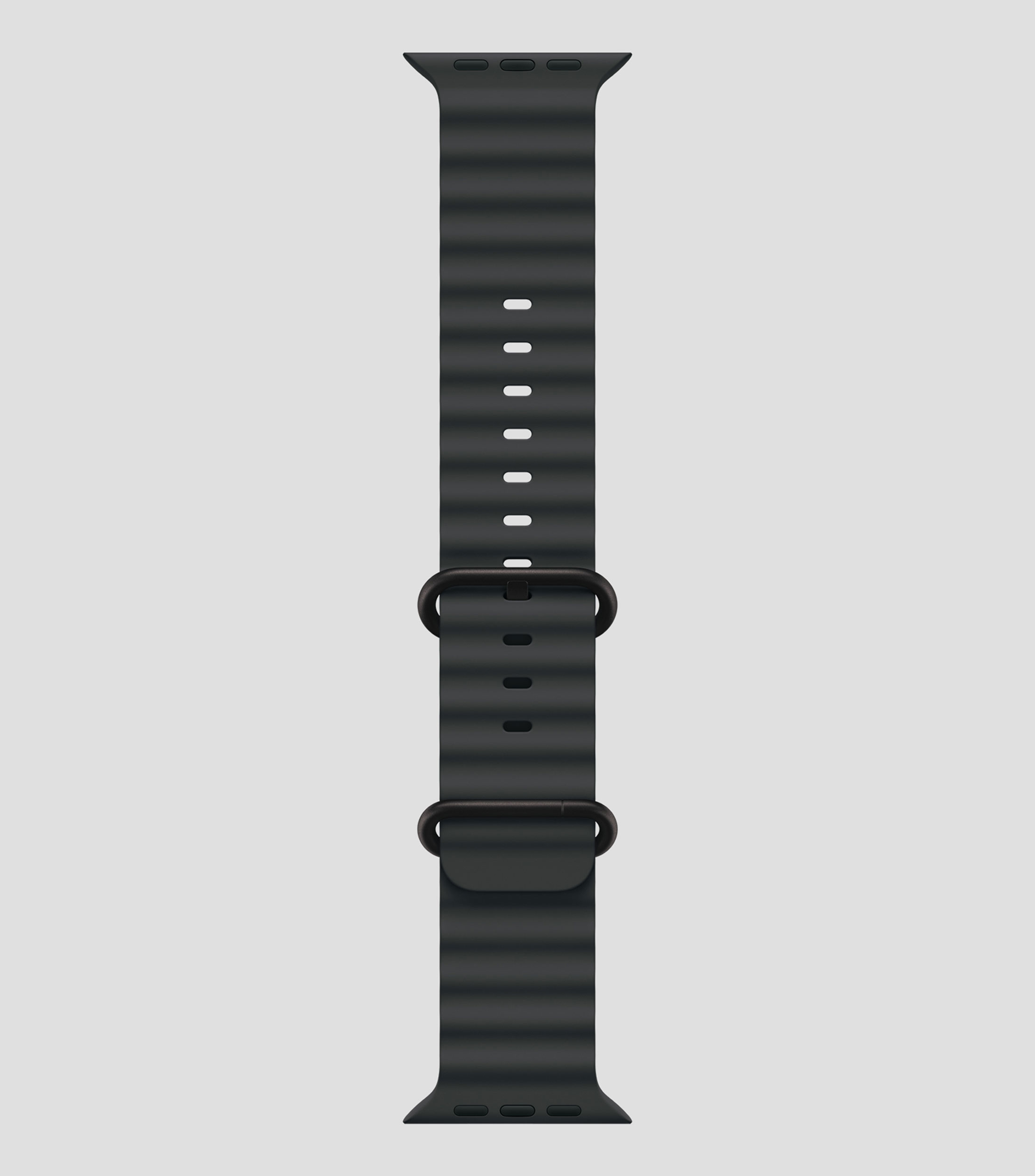 Correa Ocean negra para caja de 49 mm - Acabado de titanio natural
