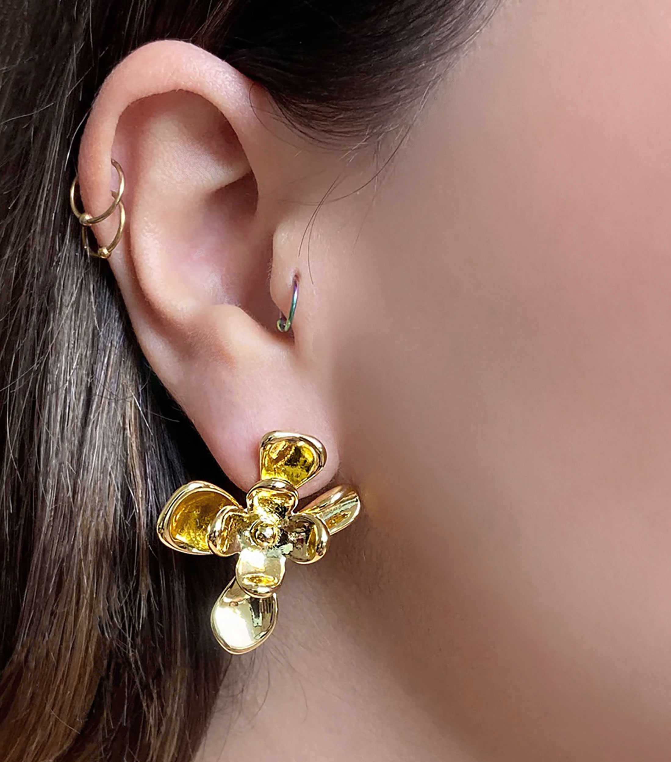 Aretes Flor 3D Mujer